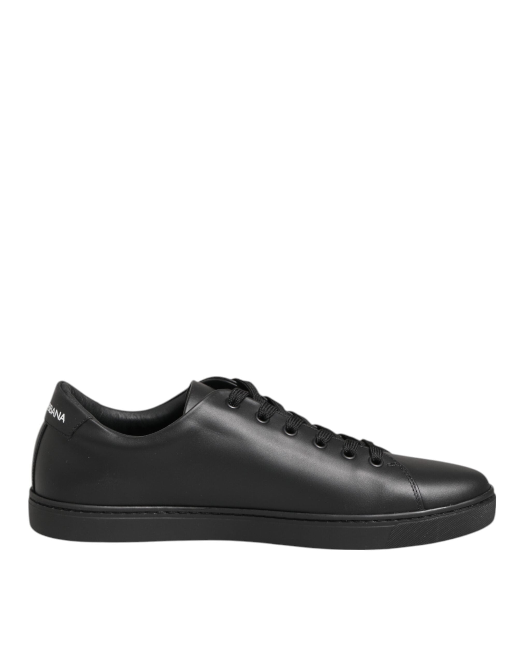 Dolce & Gabbana Black Leather Crystal Heart Sneakers Shoes-7