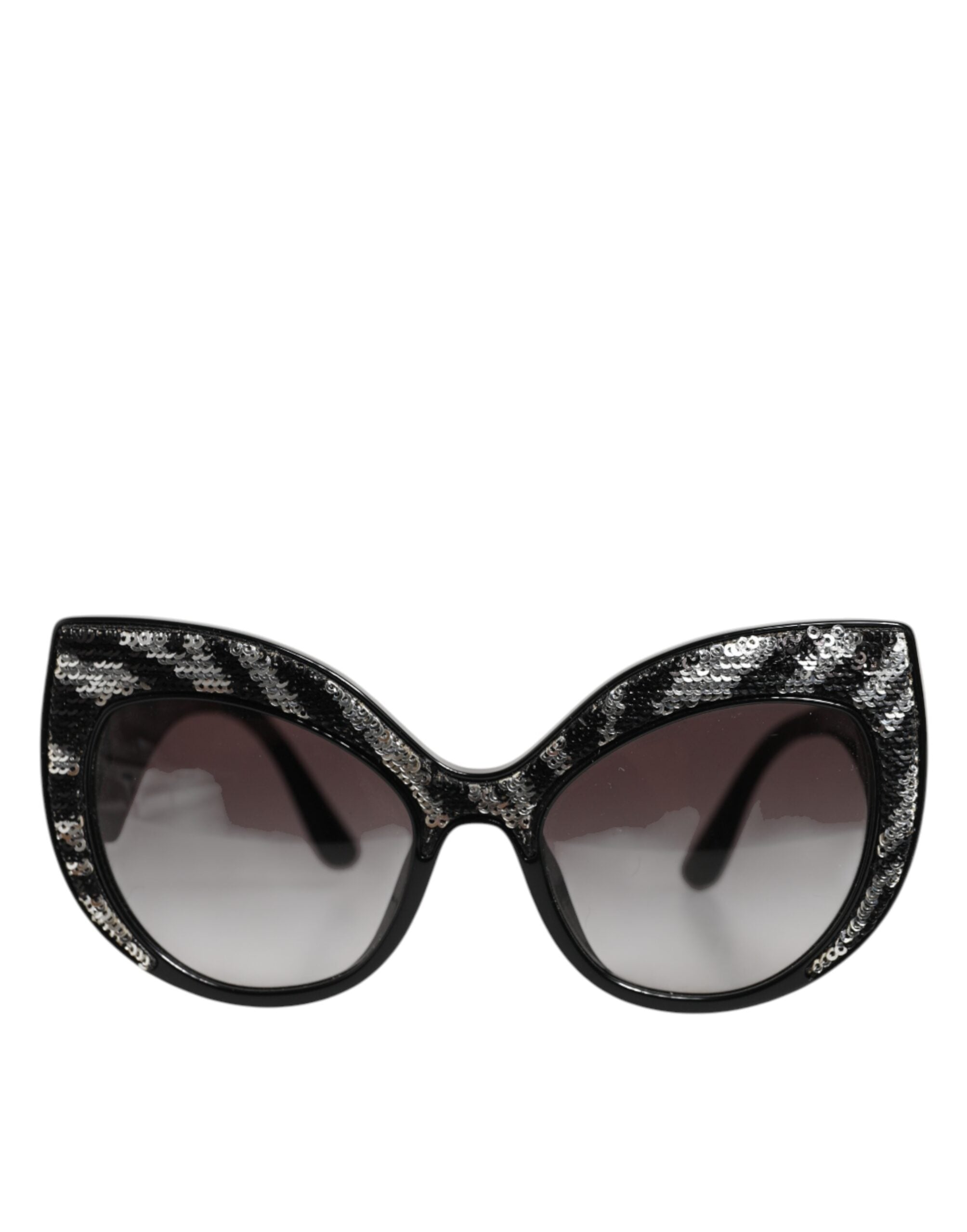 Gafas de sol Dolce & Gabbana con montura de mariposa, negras y plateadas con lentejuelas-3