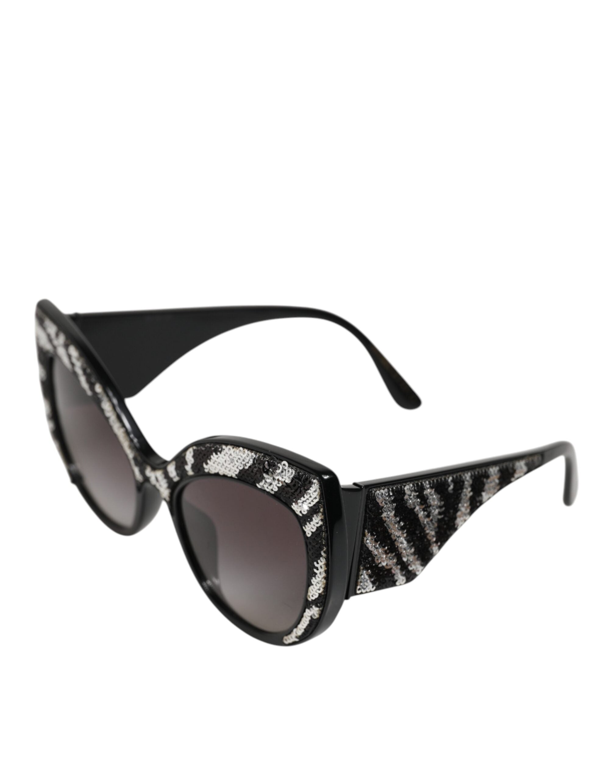 Gafas de sol Dolce & Gabbana con montura de mariposa, negras y plateadas con lentejuelas-4