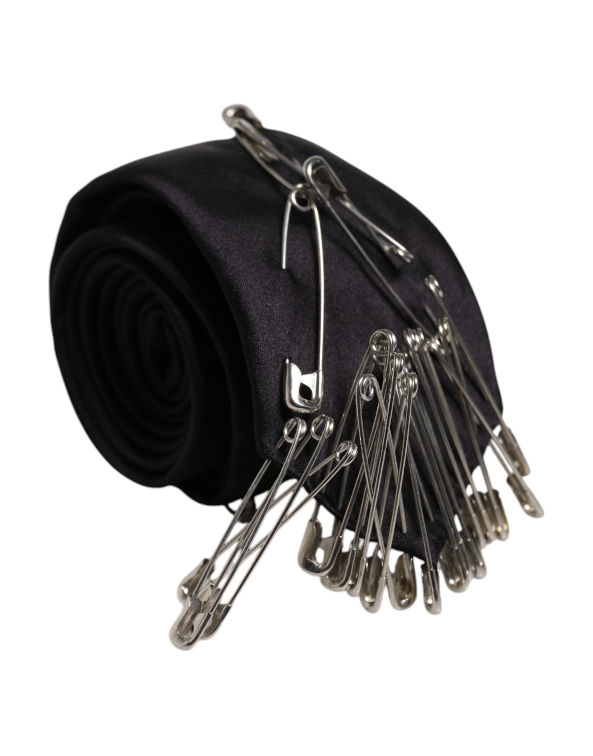 Dolce & Gabbana Black Silk Safety Pins, Adjustable Tie-2