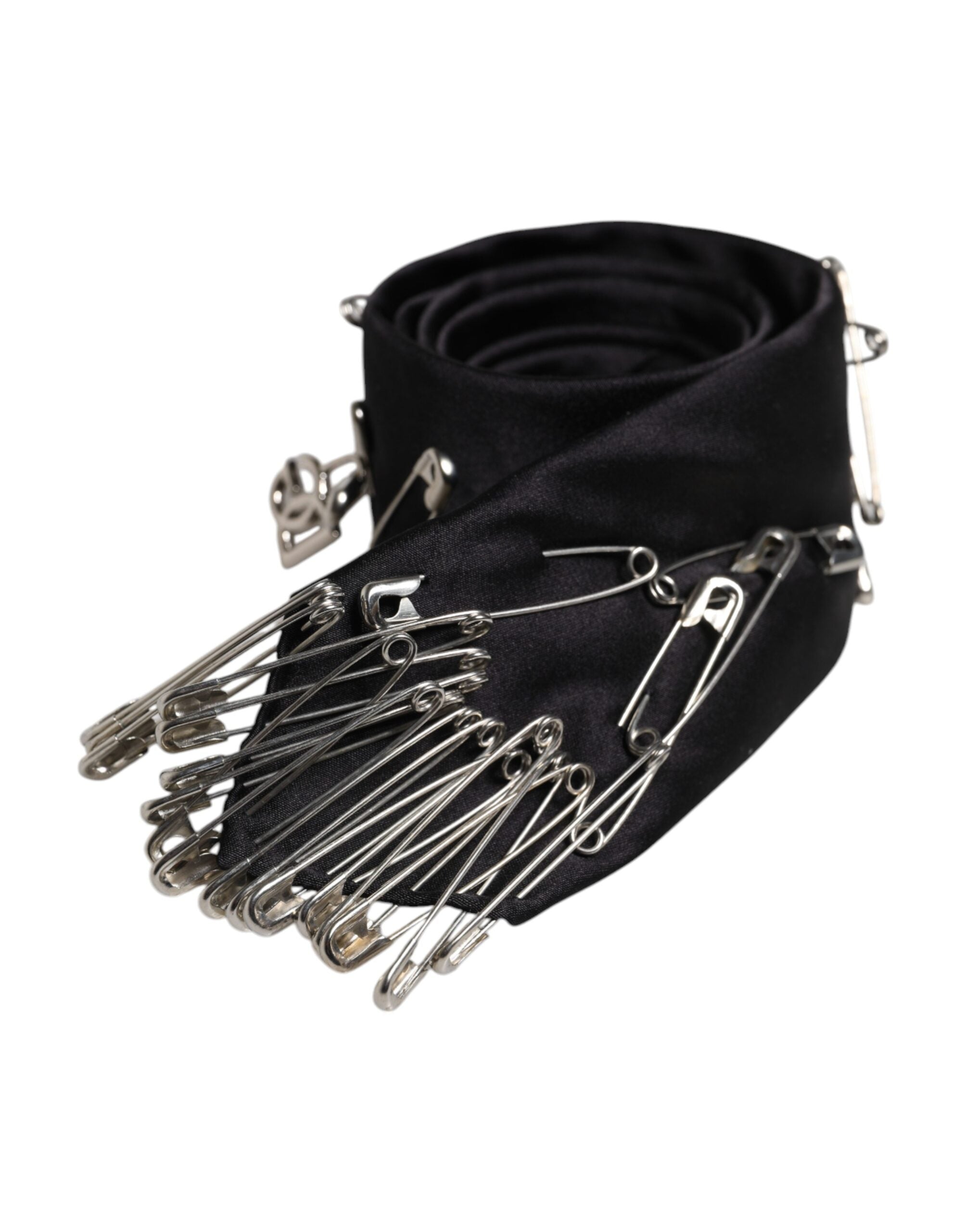 Dolce & Gabbana Black Silk Safety Pins, Adjustable Tie-3