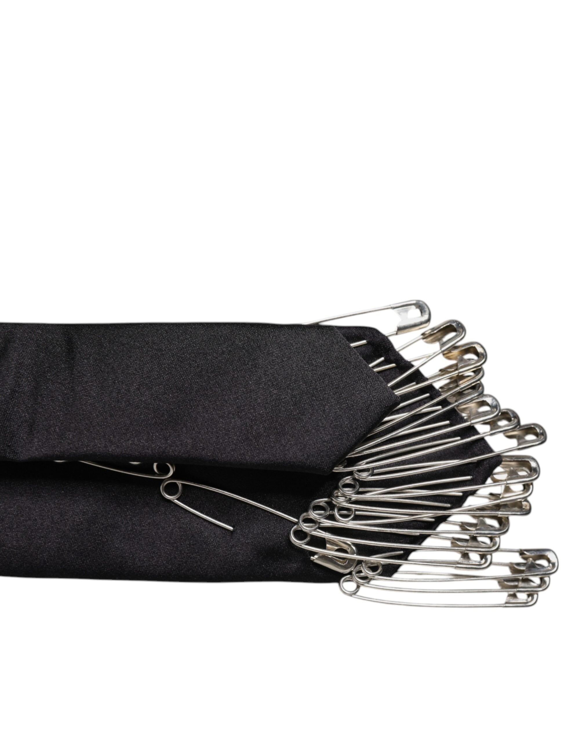 Dolce & Gabbana Black Silk Safety Pins, Adjustable Tie-5