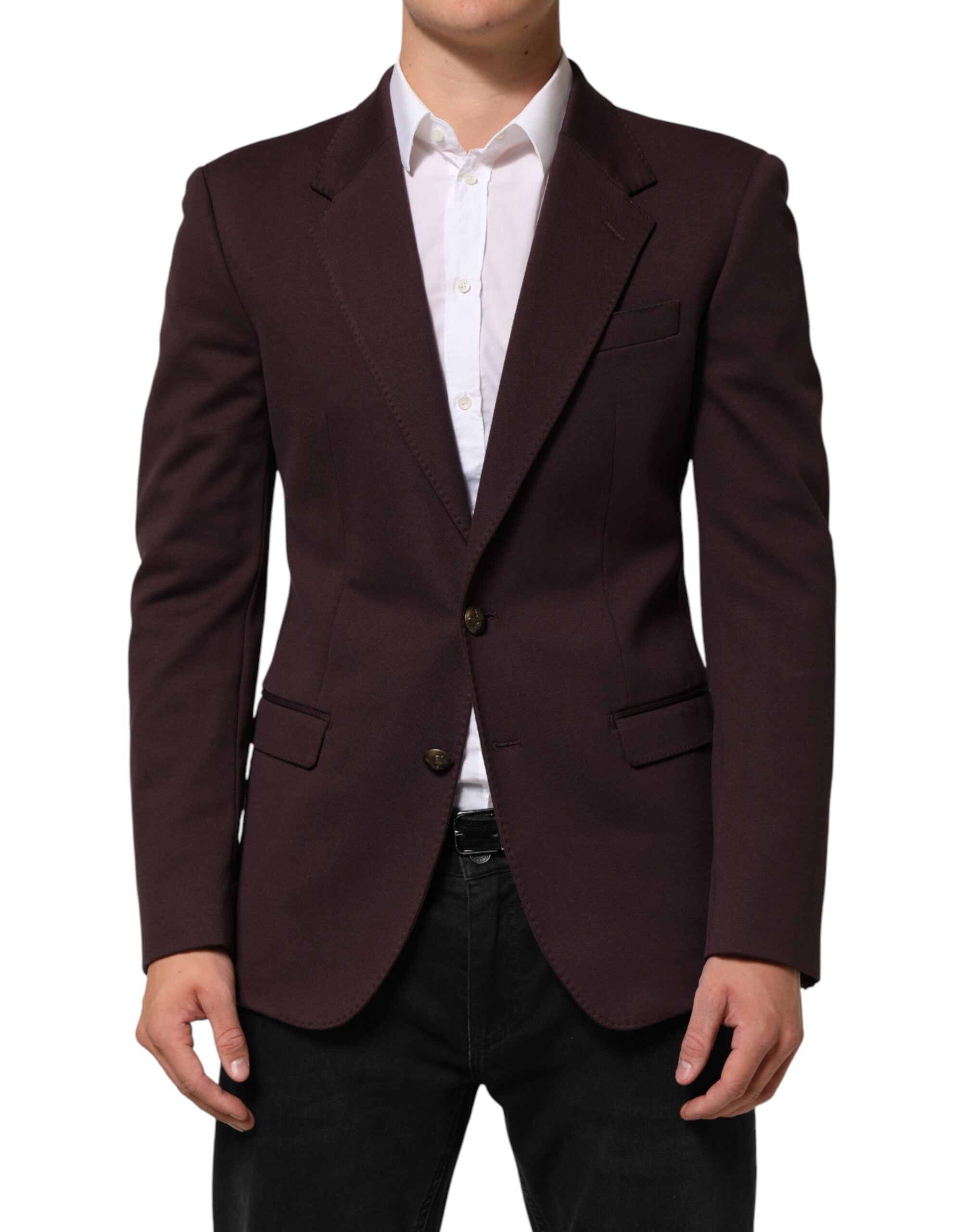 Dolce & Gabbana maroon-red cotton blazer with 2 buttons-1