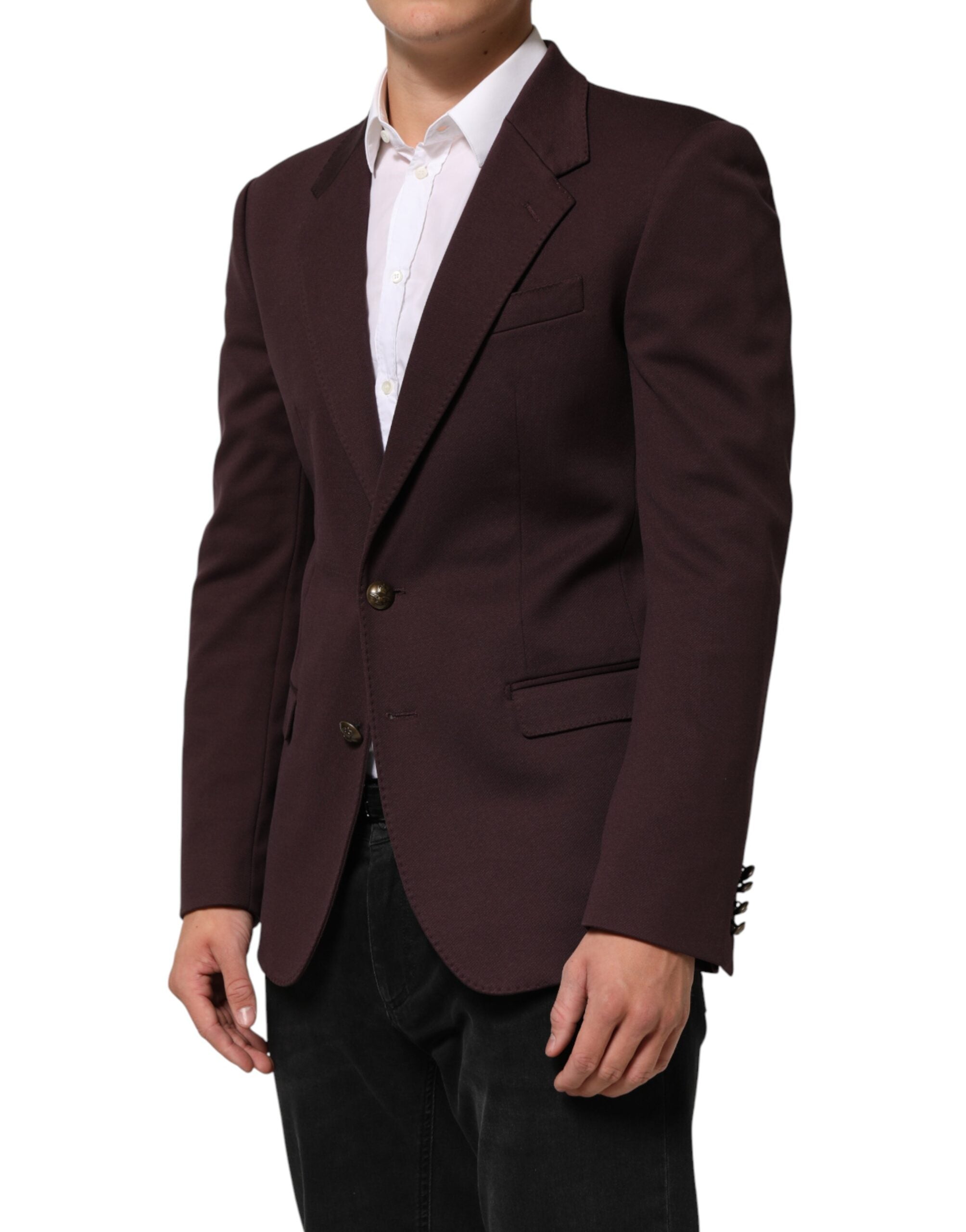 Dolce & Gabbana maroon-red cotton blazer with 2 buttons-3