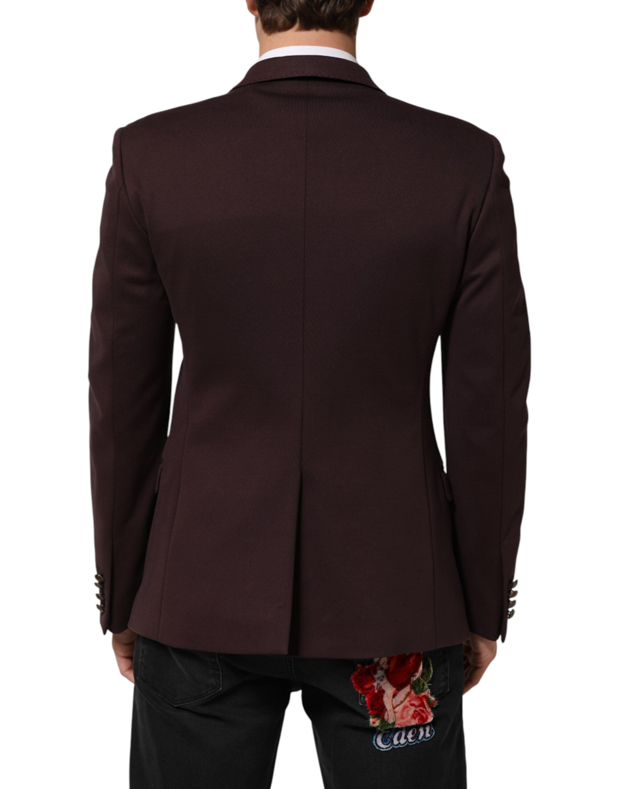 Dolce & Gabbana maroon-red cotton blazer with 2 buttons-4