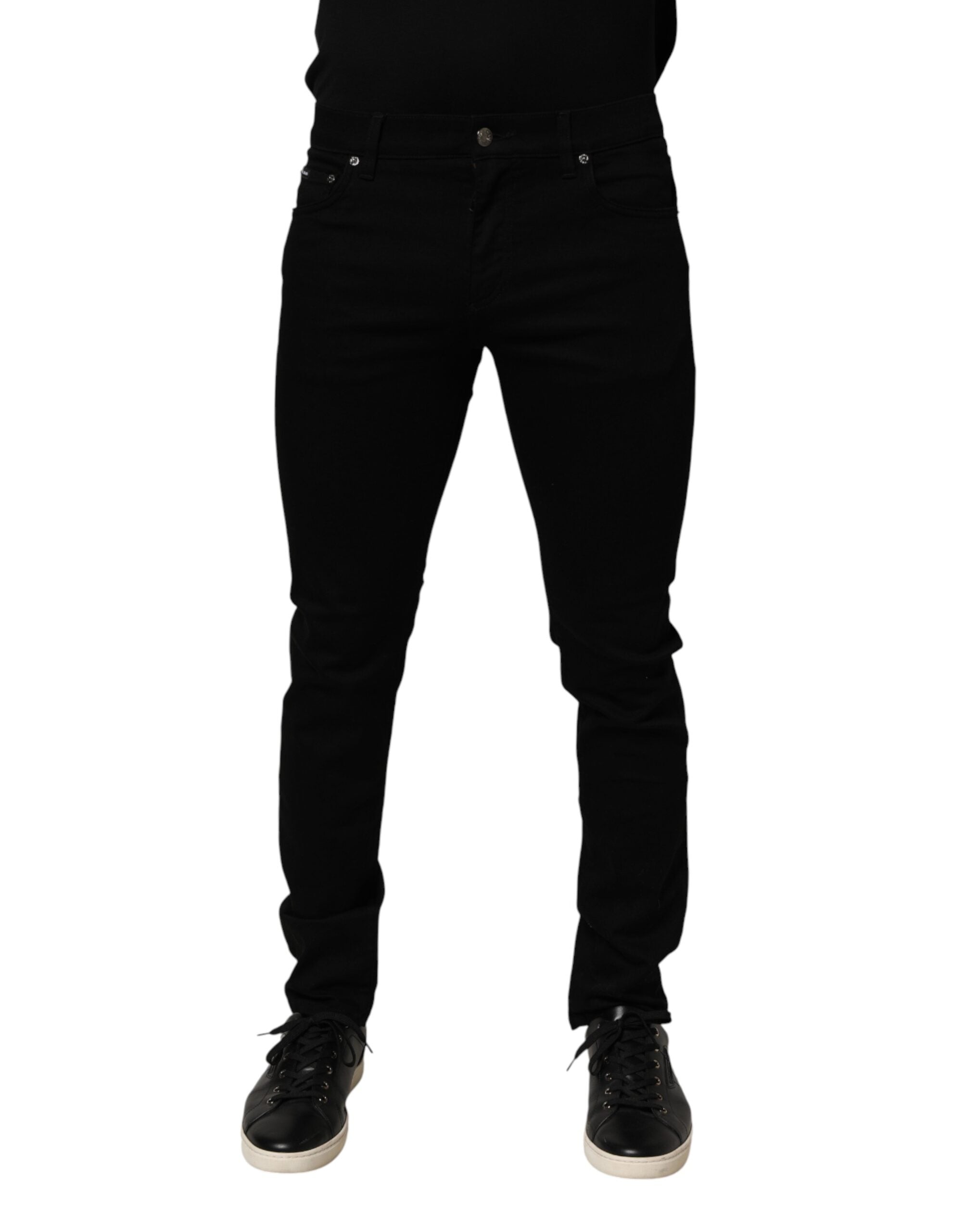 Dolce & Gabbana Black Stretch Cotton Jeans with Slim Fit for Men
