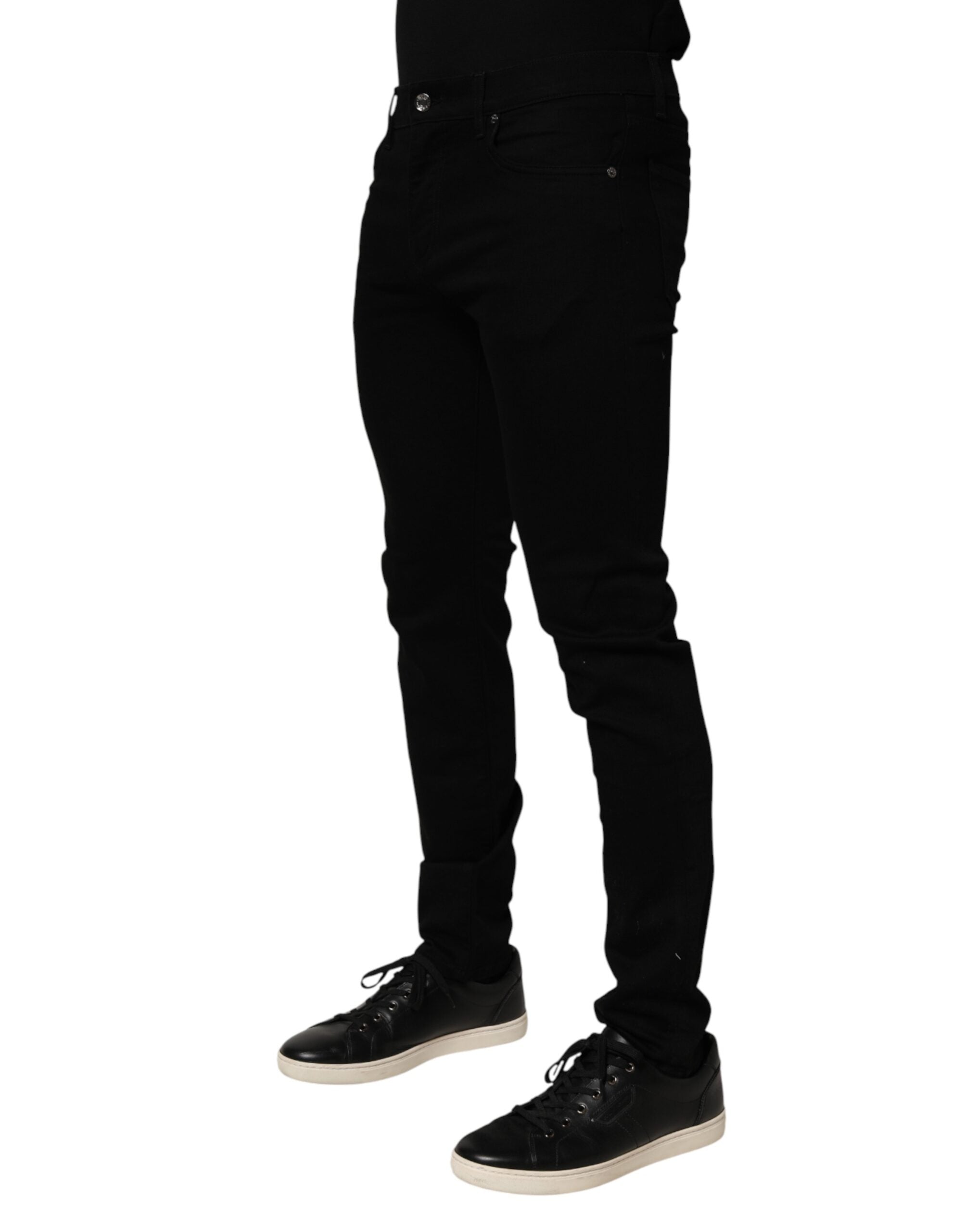 Dolce & Gabbana Black Stretch Cotton Jeans with Slim Fit for Men-3
