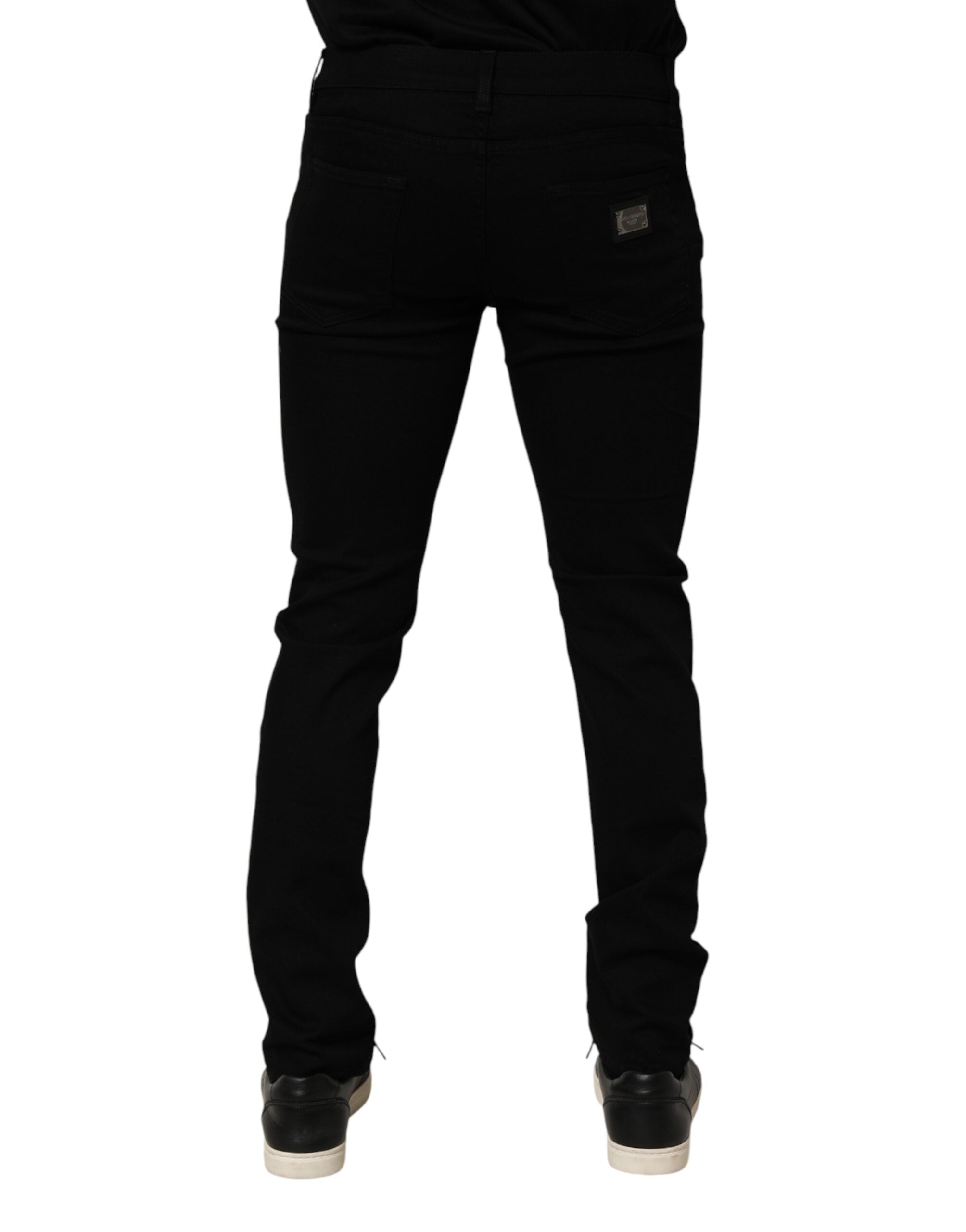 Dolce & Gabbana Black Stretch Cotton Jeans with Slim Fit for Men-4