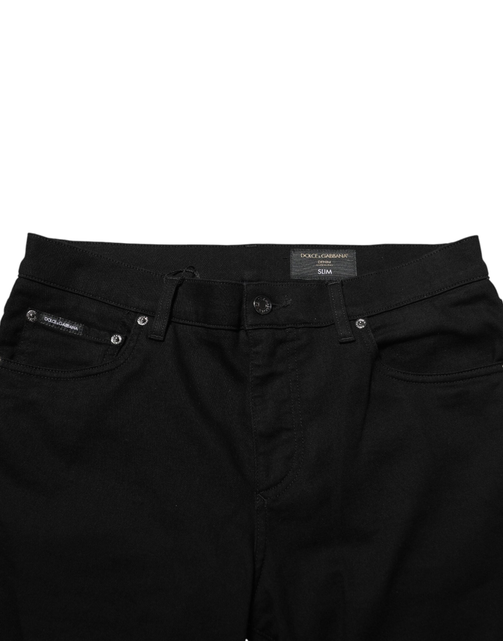 Dolce & Gabbana Black Stretch Cotton Jeans with Slim Fit for Men-5