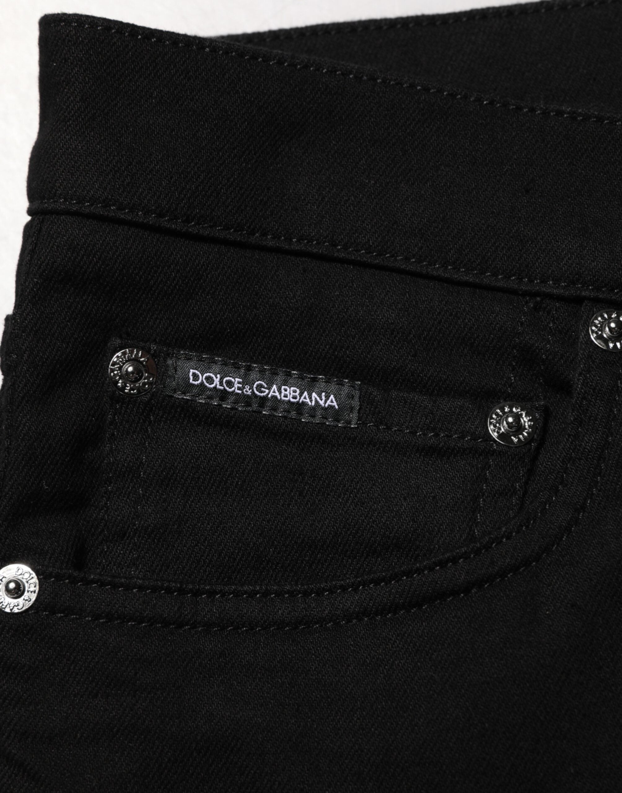 Dolce & Gabbana Black Stretch Cotton Jeans with Slim Fit for Men-6