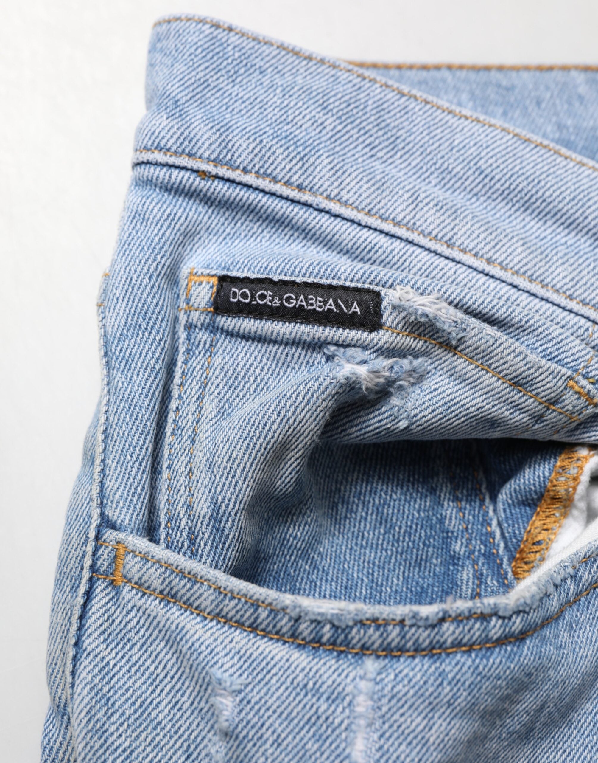Dolce & Gabbana Blaue Baumwoll-Jeans im Used-Look mit schmaler Passform-6