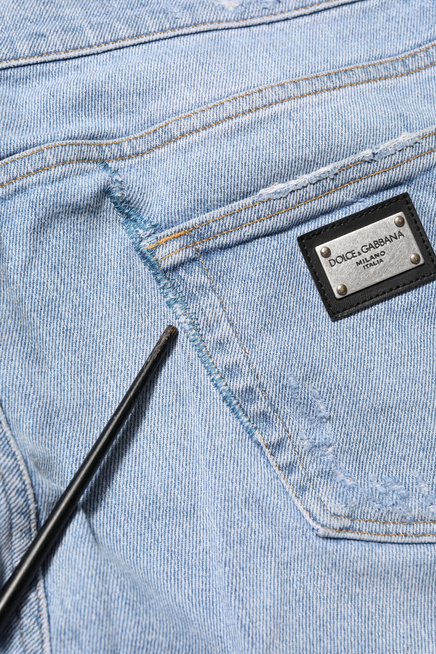 Dolce & Gabbana Blaue Baumwoll-Jeans im Used-Look mit schmaler Passform-7