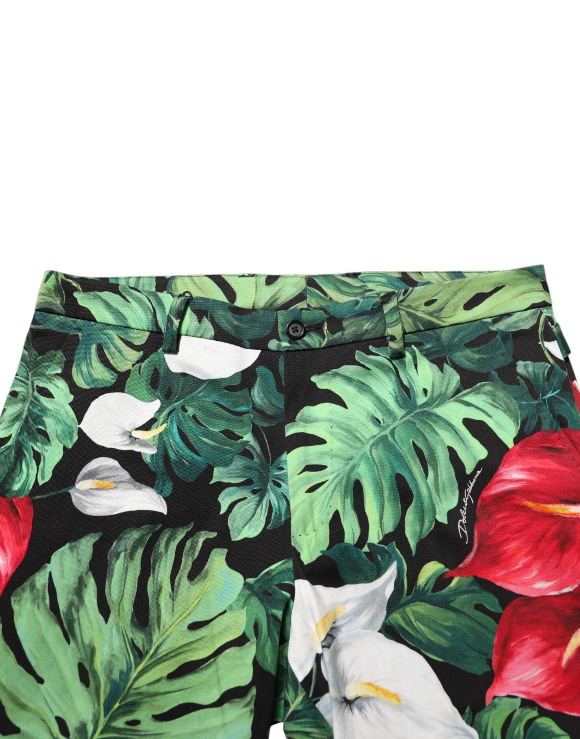 Pantalones de algodón con estampado floral colorido y pernera cónica de Dolce & Gabbana-5