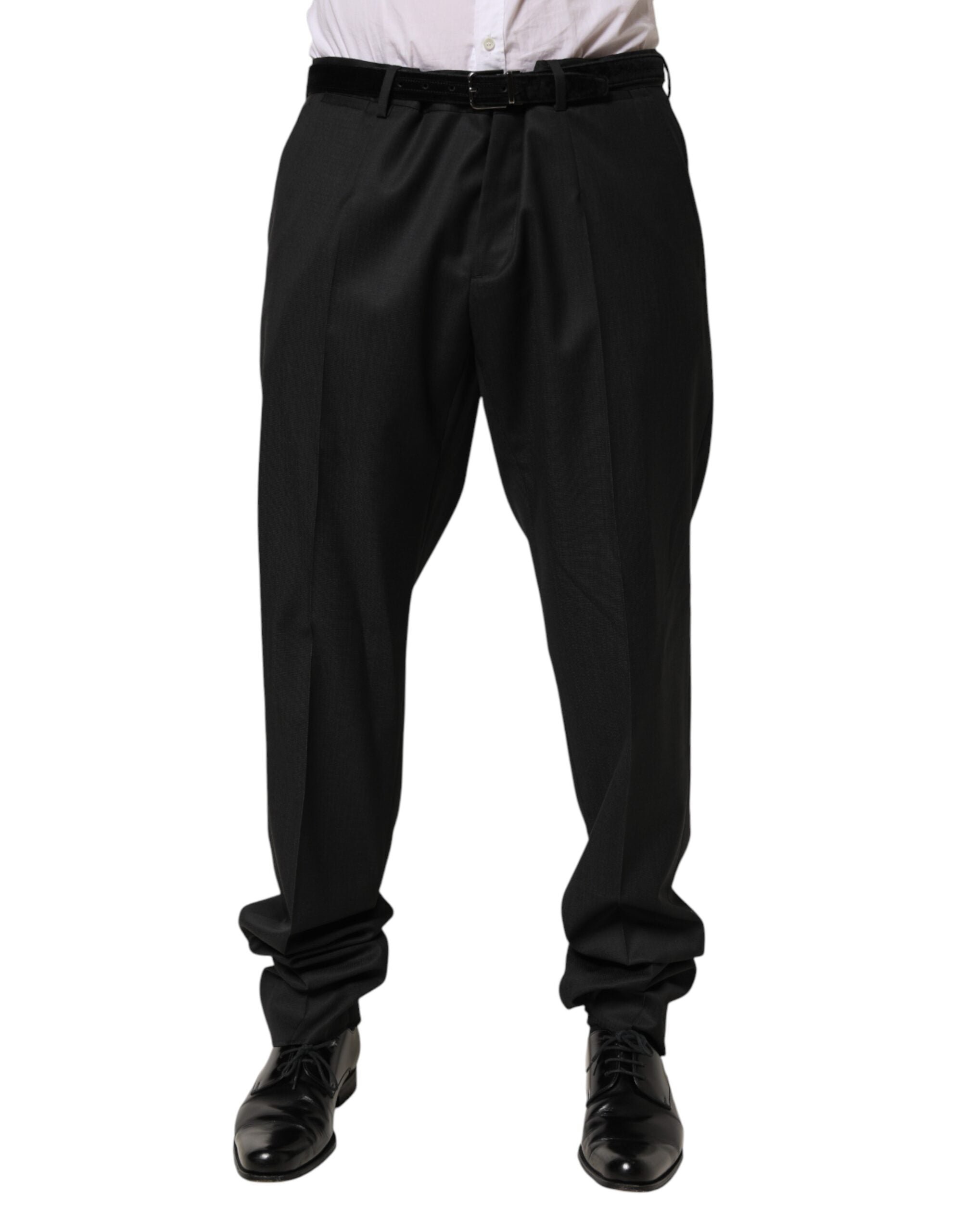 Dolce & Gabbana Black Wool Suit Trousers for Men