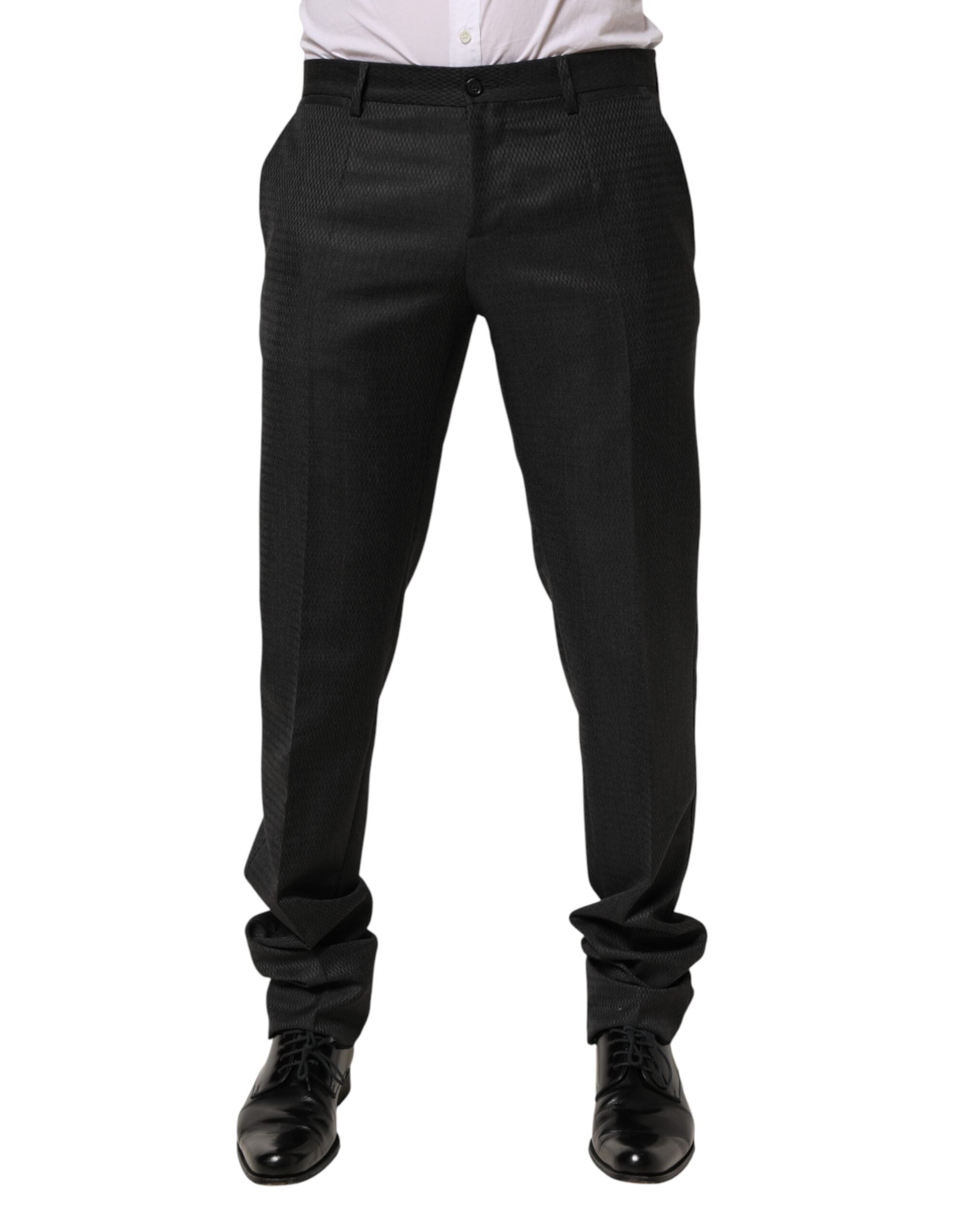 Pantalones de traje de lana negros Dolce & Gabbana para hombre-2