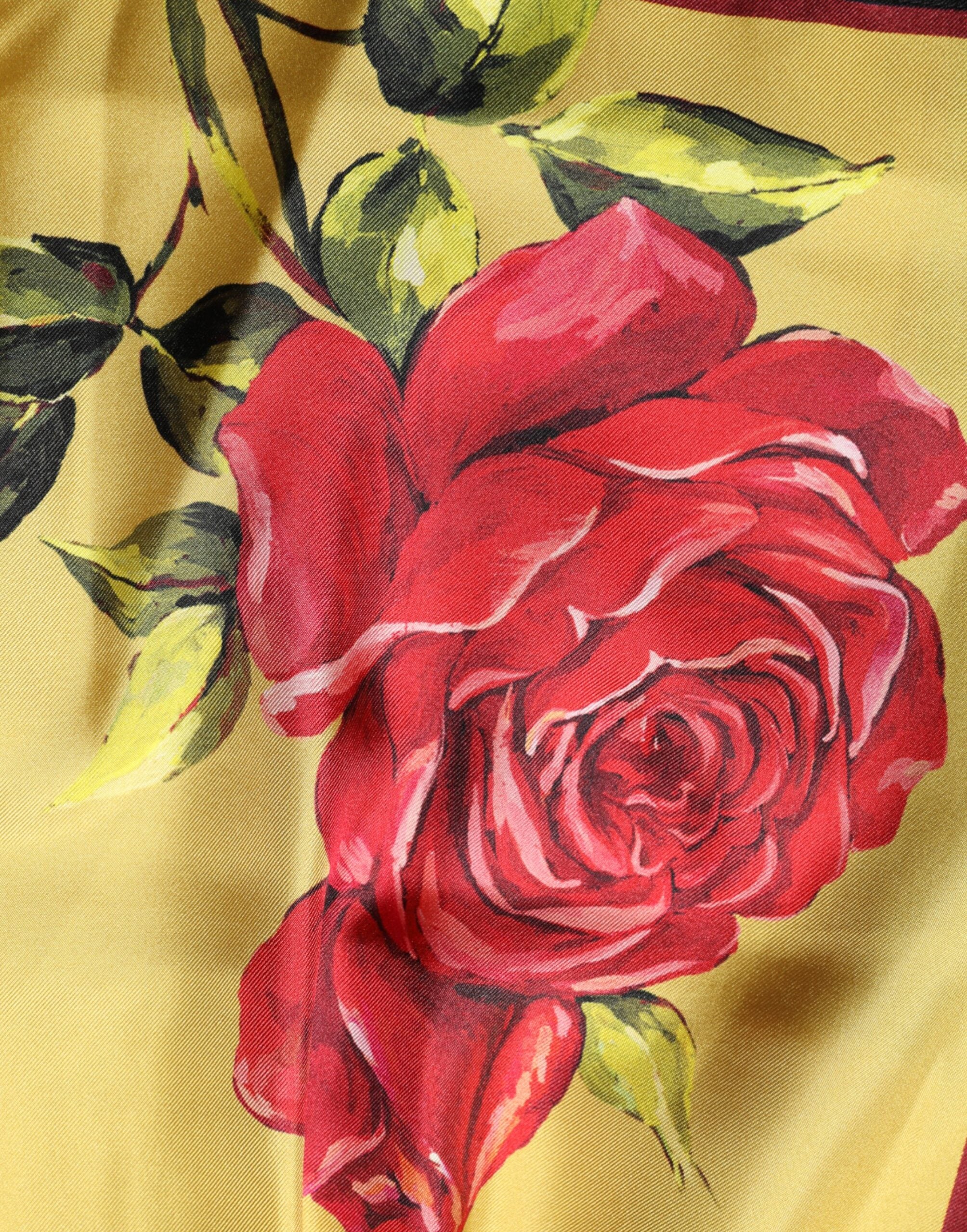 Dolce & Gabbana Yellow Floral Pattern Silk Bermuda Shorts-6