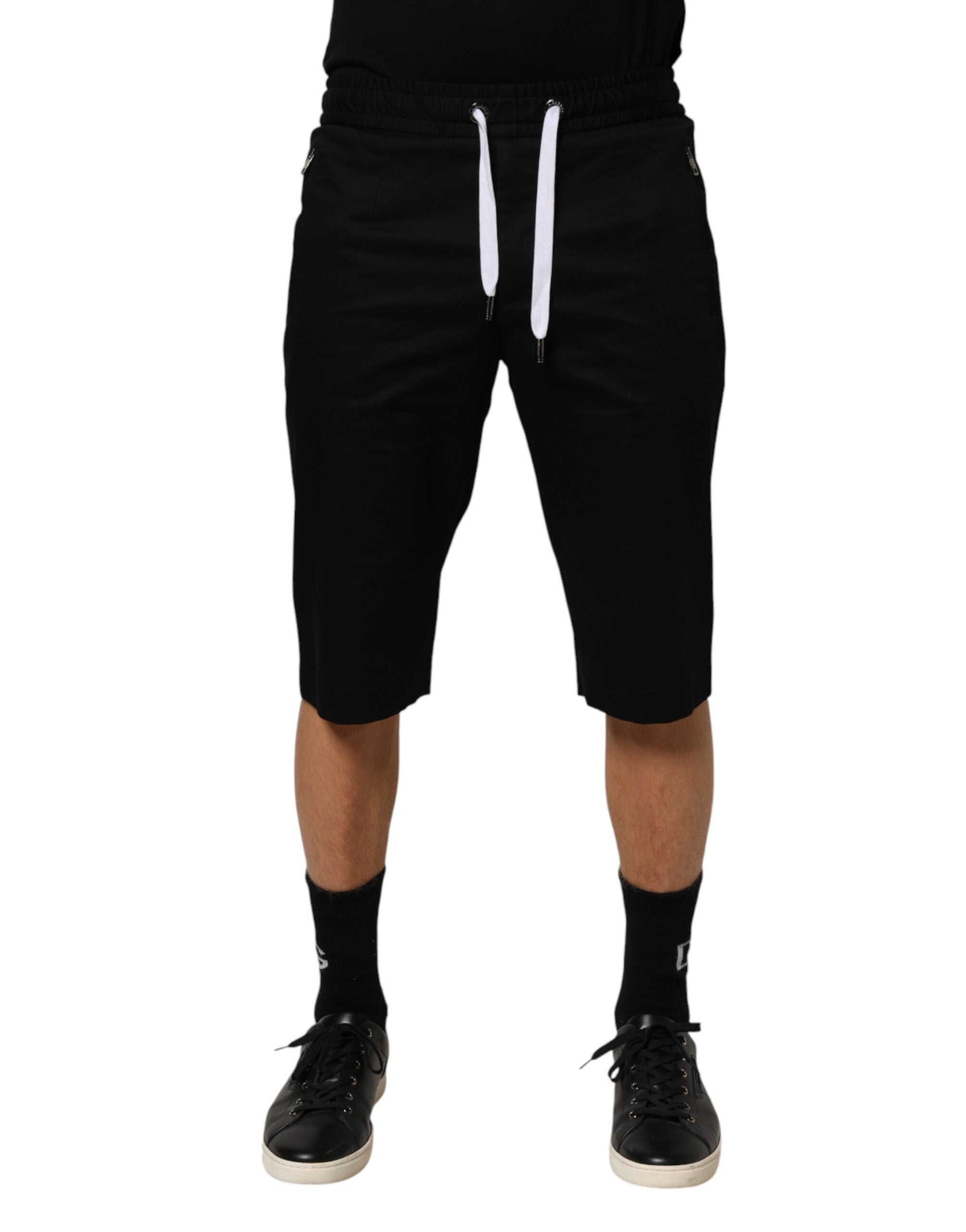 Bermudas de algodón elástico negro Dolce & Gabbana para hombre-1