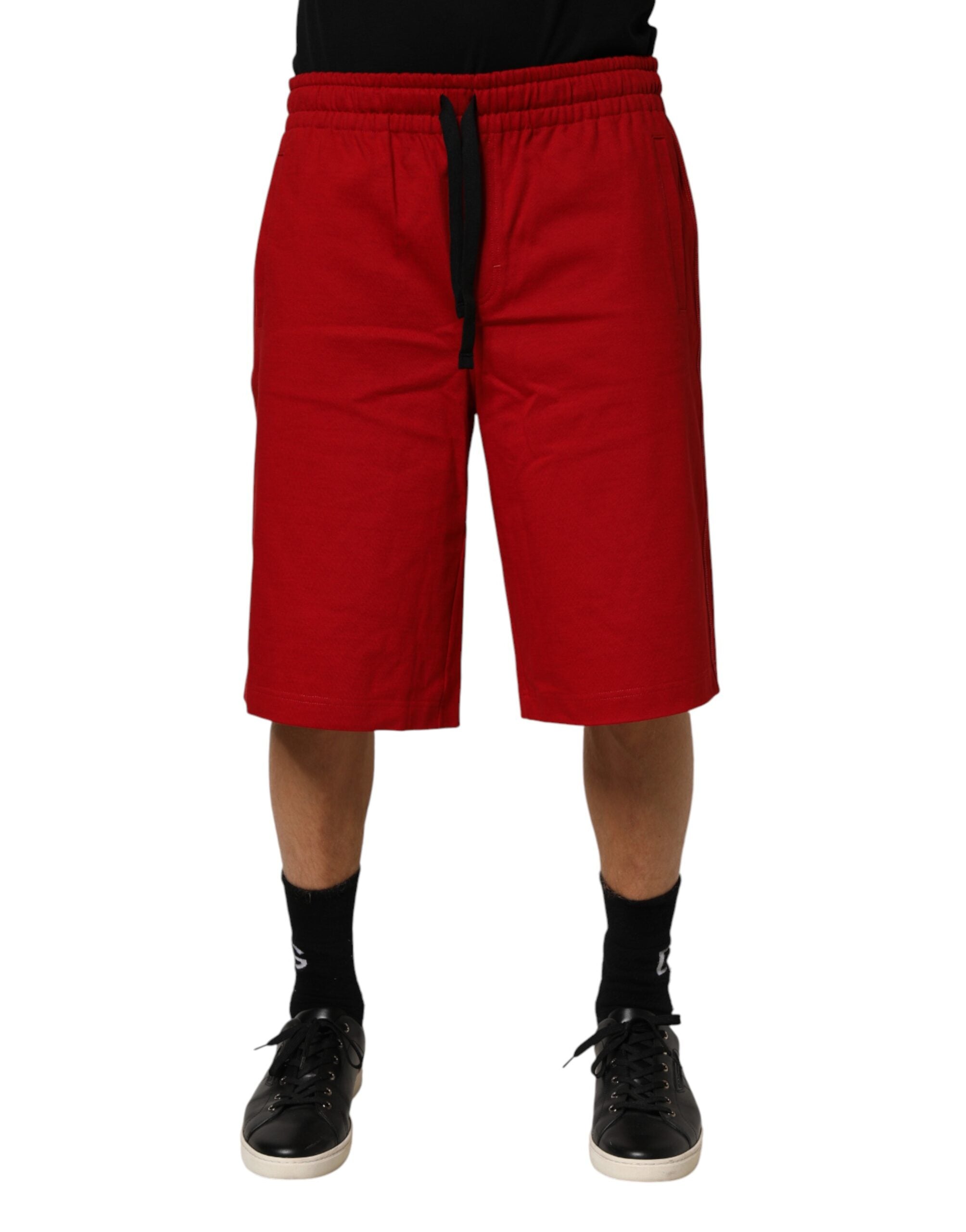 Dolce & Gabbana Rote Baumwoll-Bermuda-Shorts mit Kordelzug-2