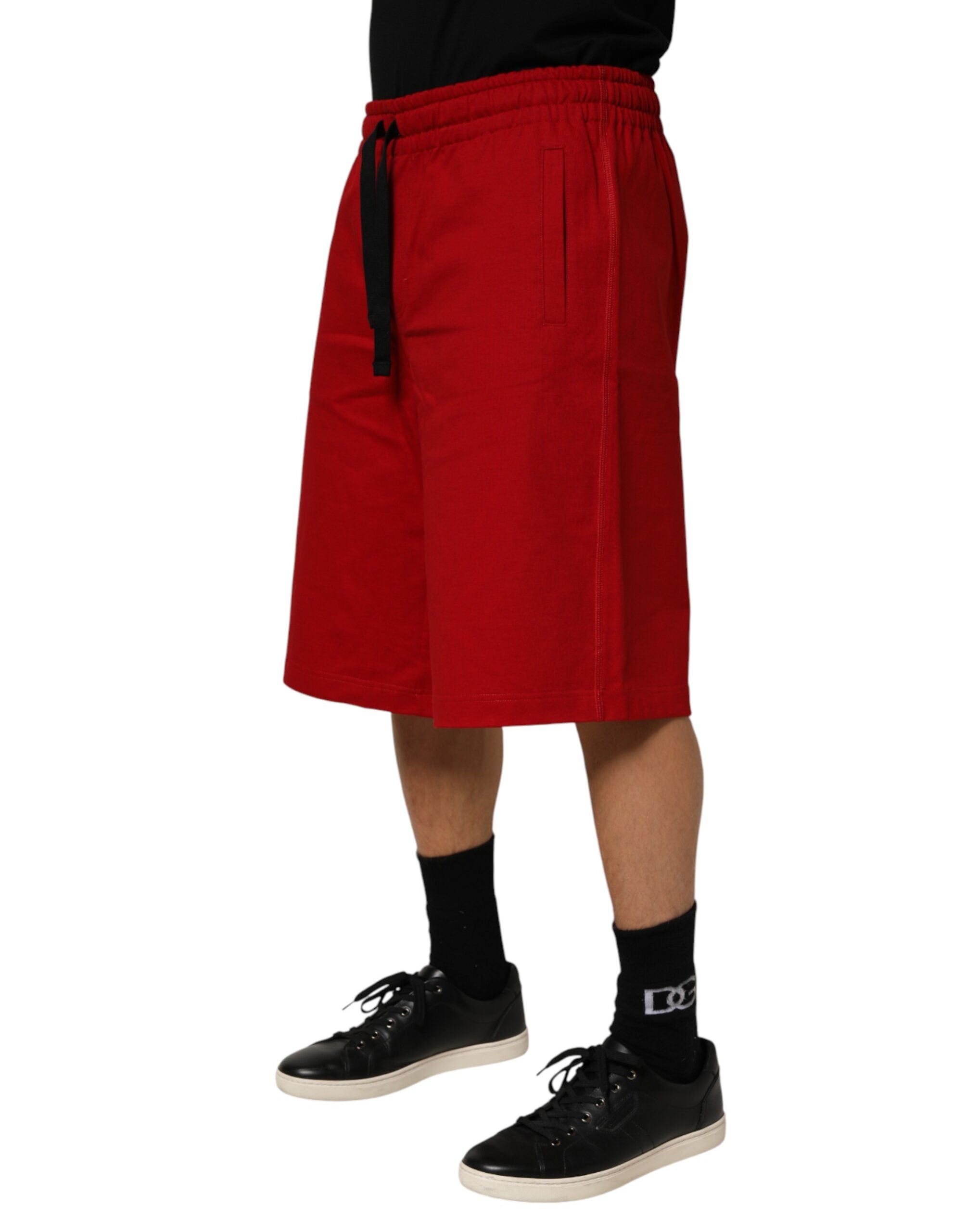 Dolce & Gabbana Rote Baumwoll-Bermuda-Shorts mit Kordelzug-3