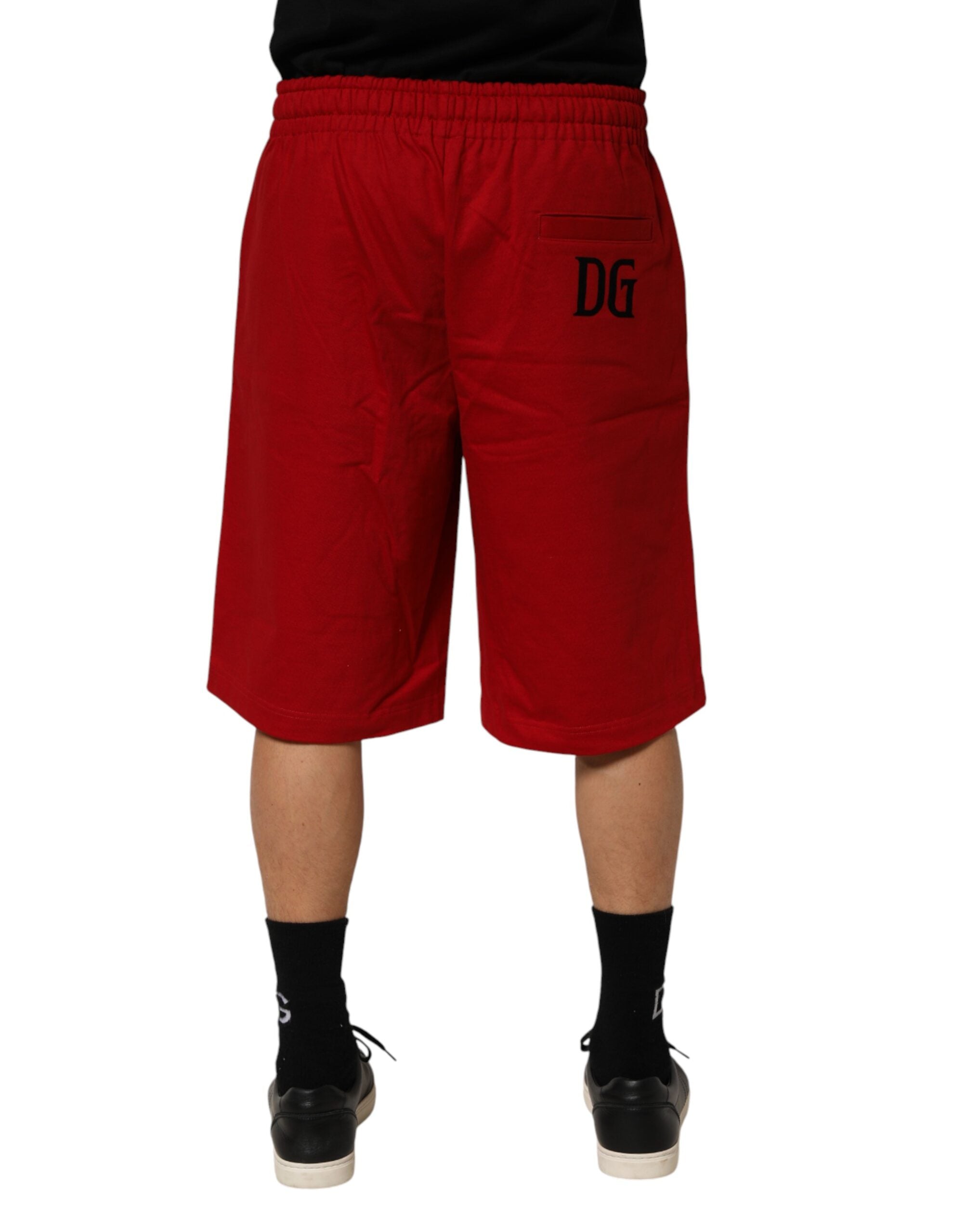 Dolce & Gabbana Rote Baumwoll-Bermuda-Shorts mit Kordelzug-4
