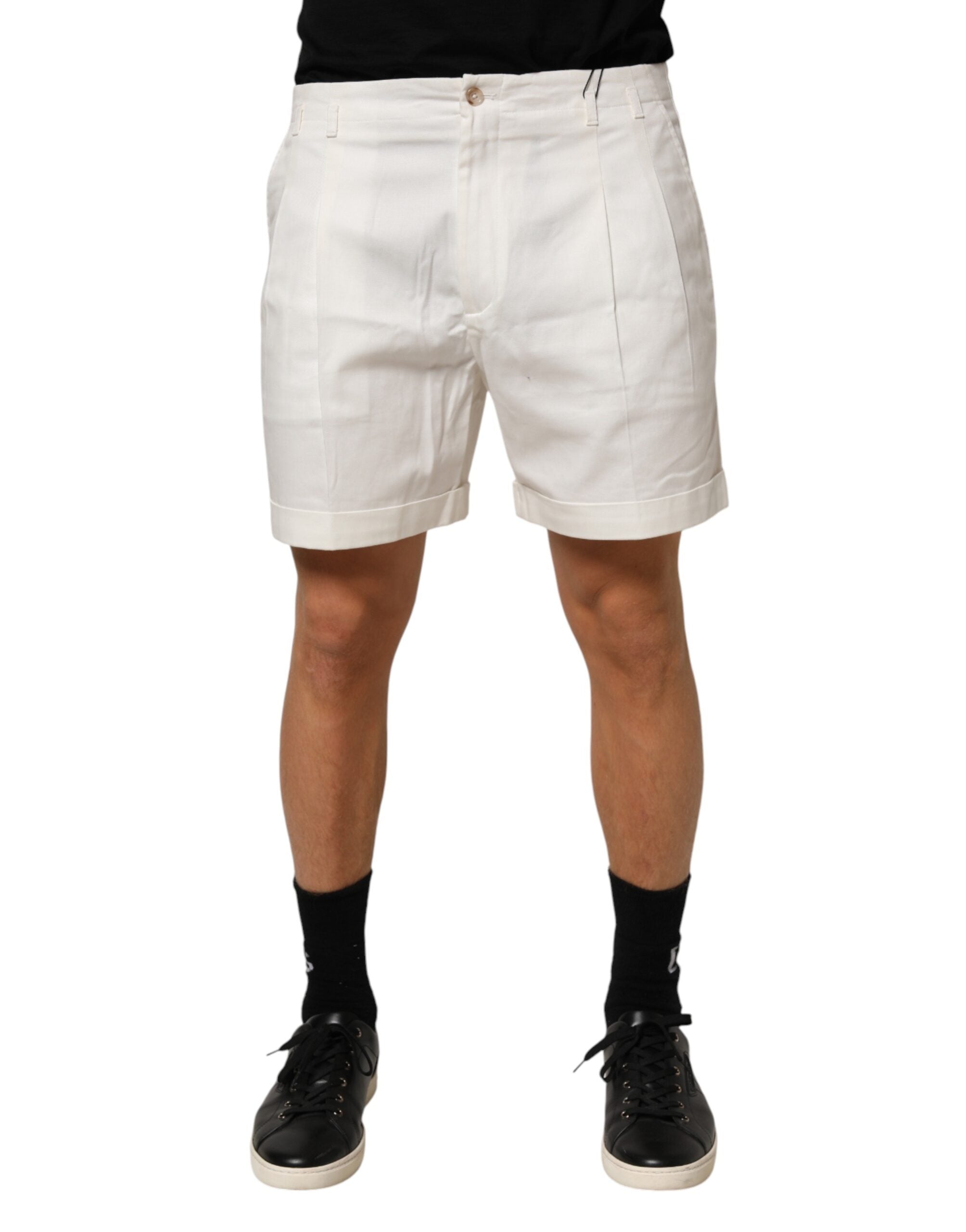 Dolce & Gabbana Weiße Baumwoll-Bermuda-Shorts für Herren mit mittelhohem Bund-2