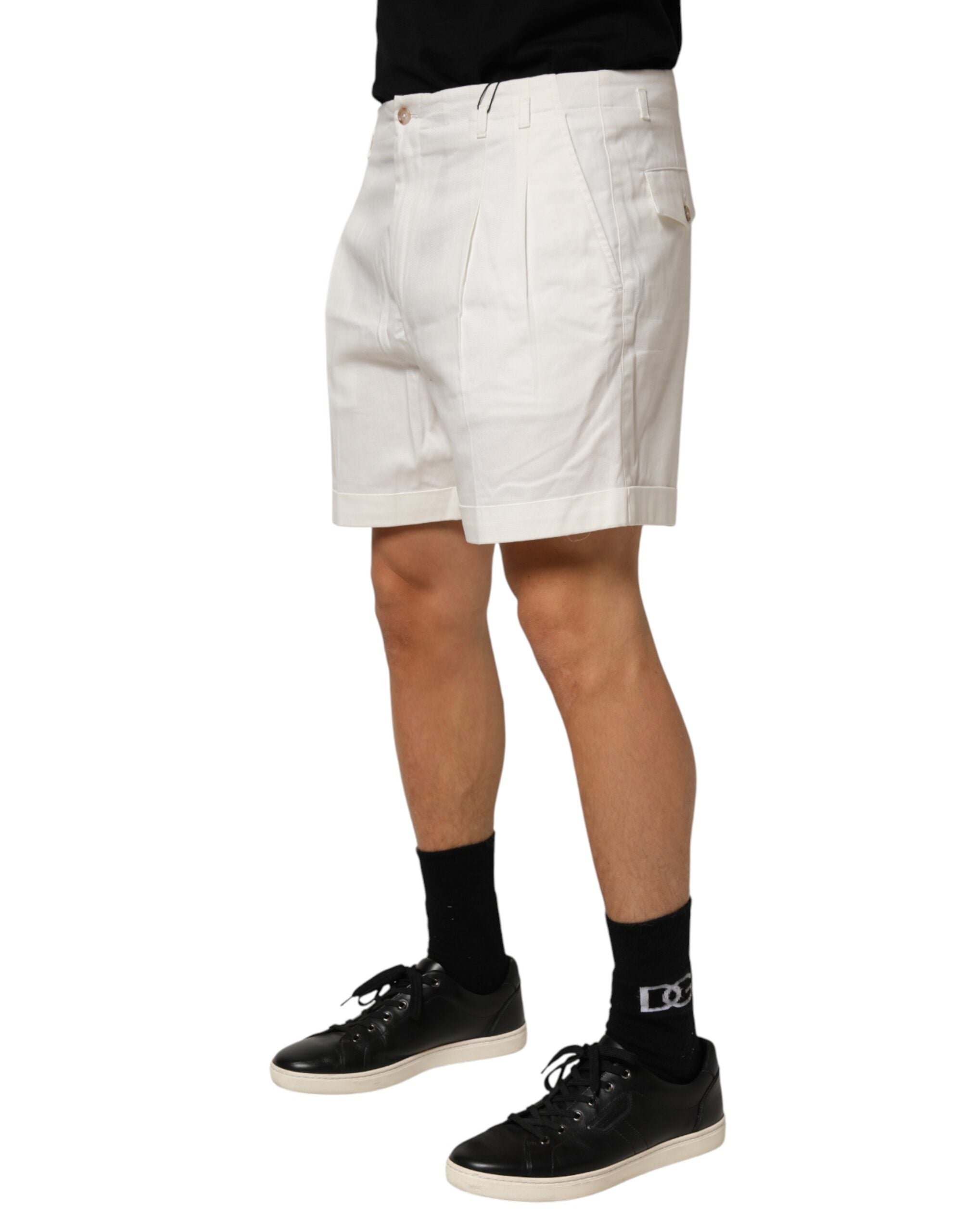 Dolce & Gabbana Weiße Baumwoll-Bermuda-Shorts für Herren mit mittelhohem Bund-3