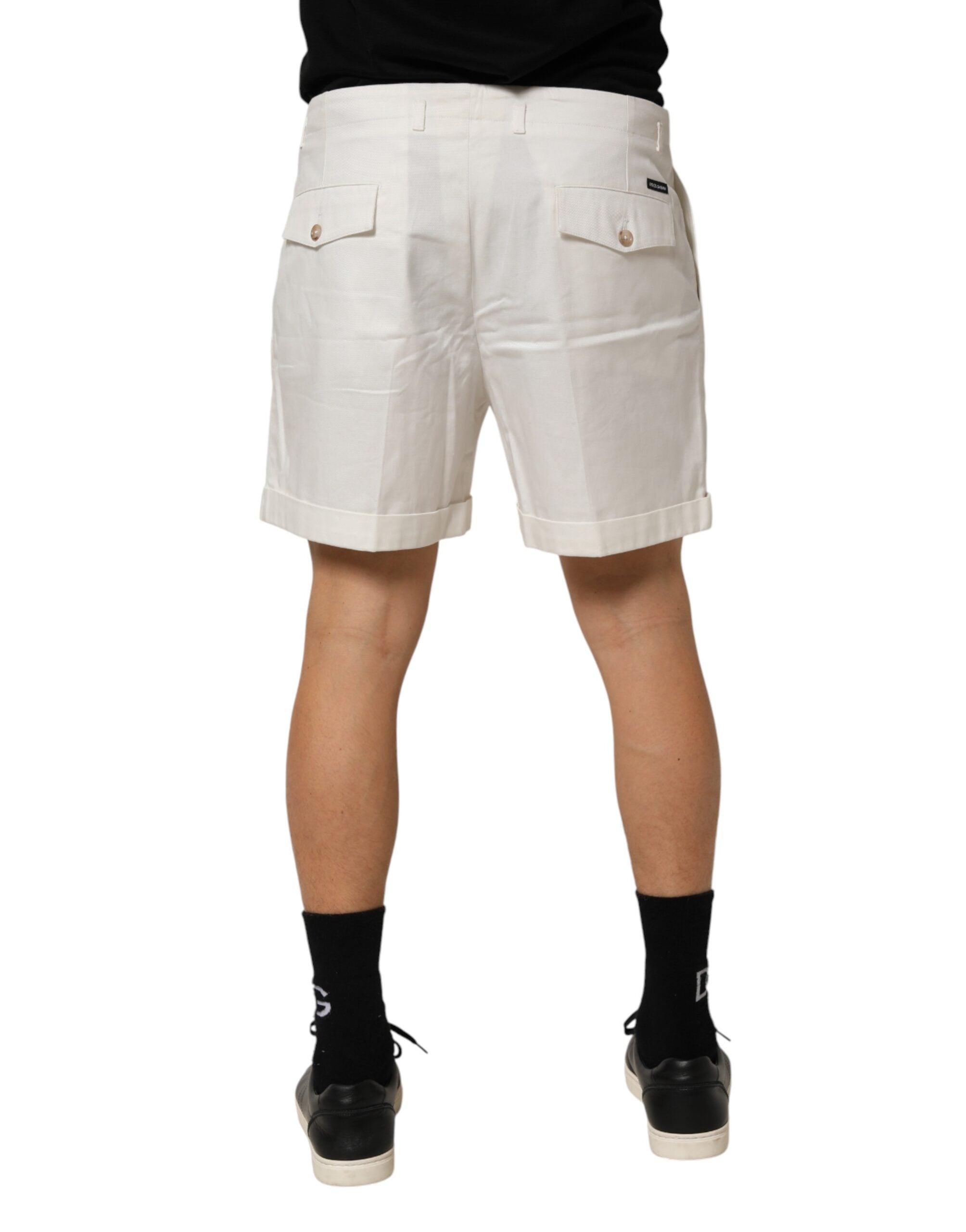 Dolce & Gabbana Weiße Baumwoll-Bermuda-Shorts für Herren mit mittelhohem Bund-4