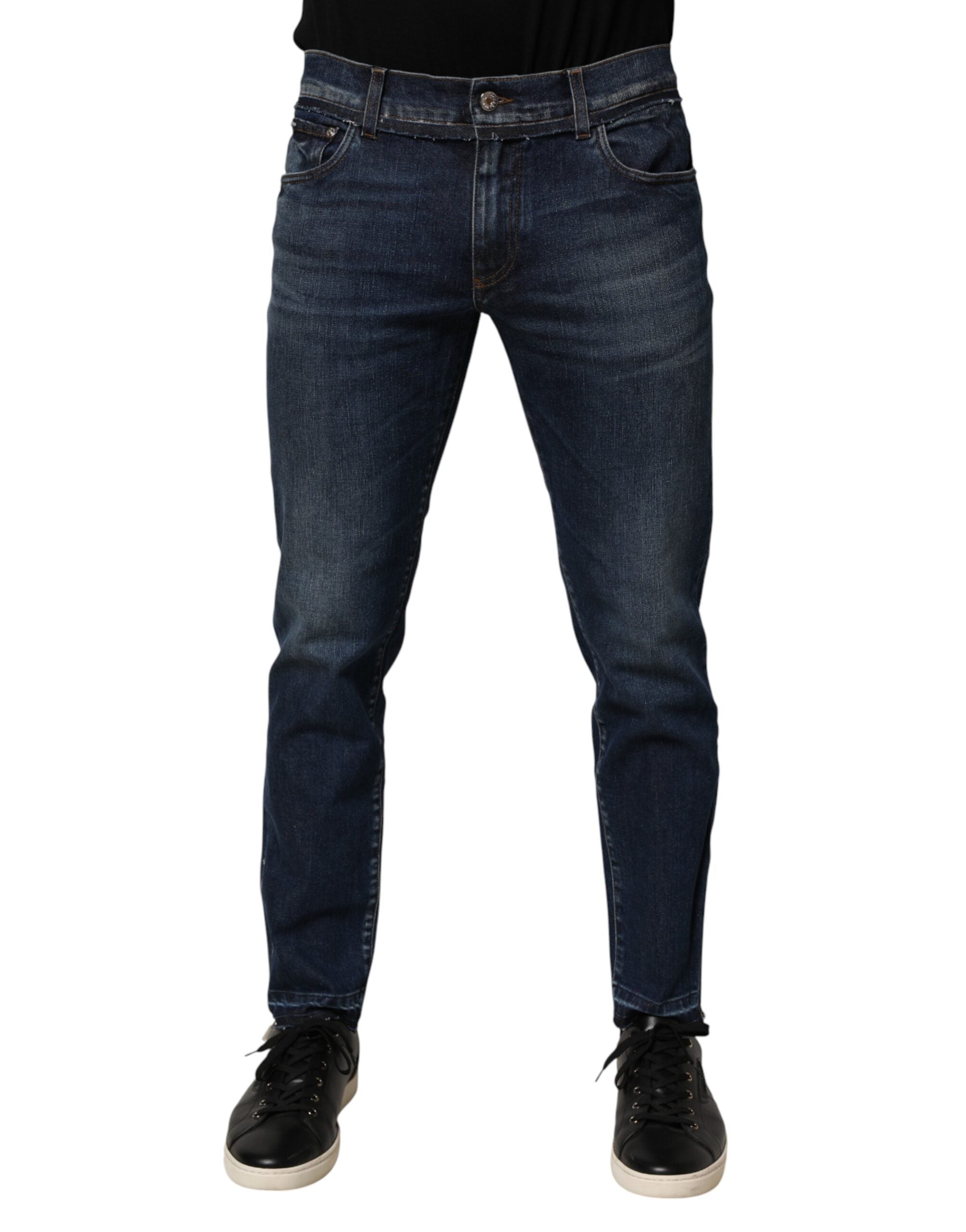 Dolce & Gabbana slim-fit men's jeans in blue stretch cotton denim-2