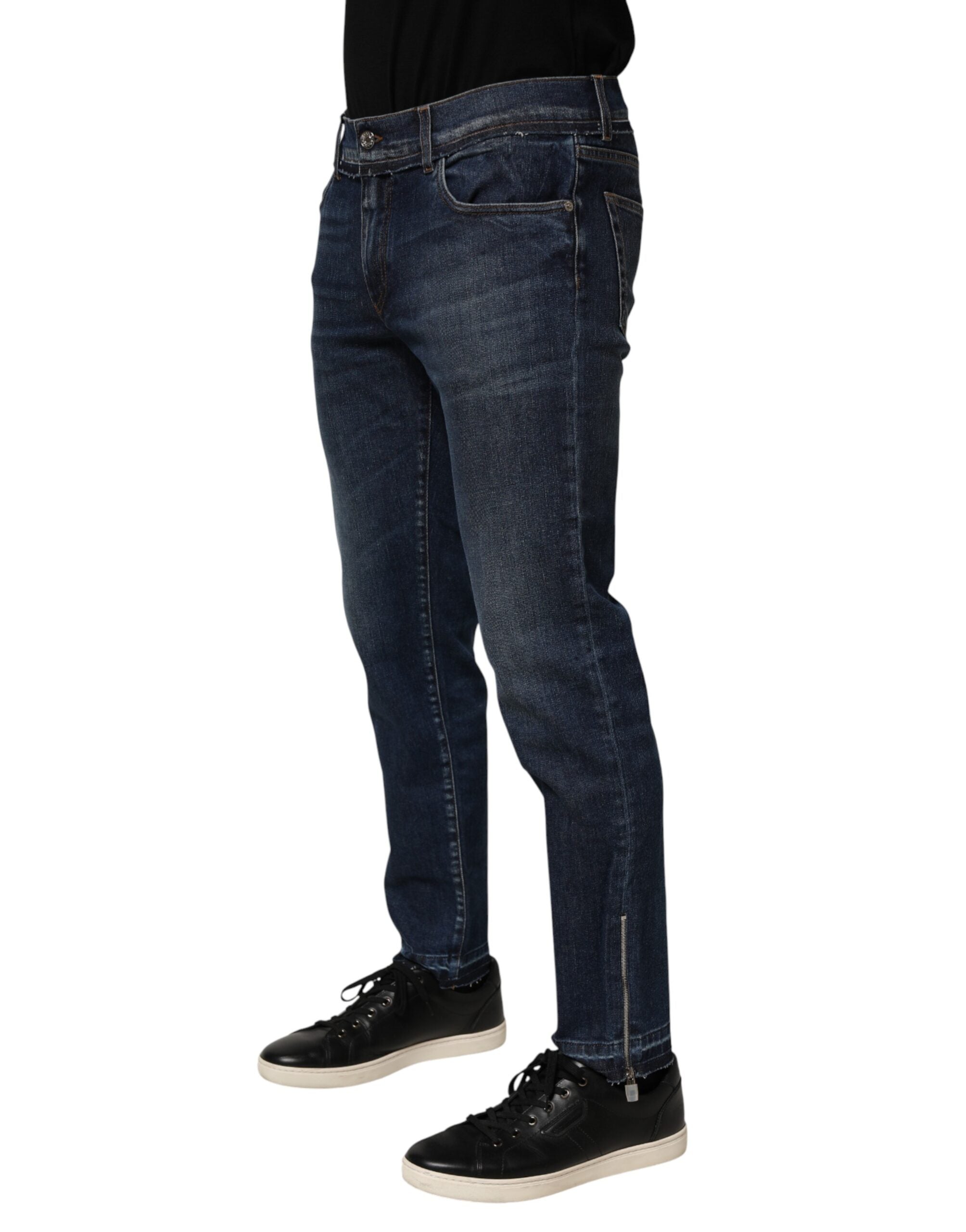 Dolce & Gabbana slim-fit men's jeans in blue stretch cotton denim-3