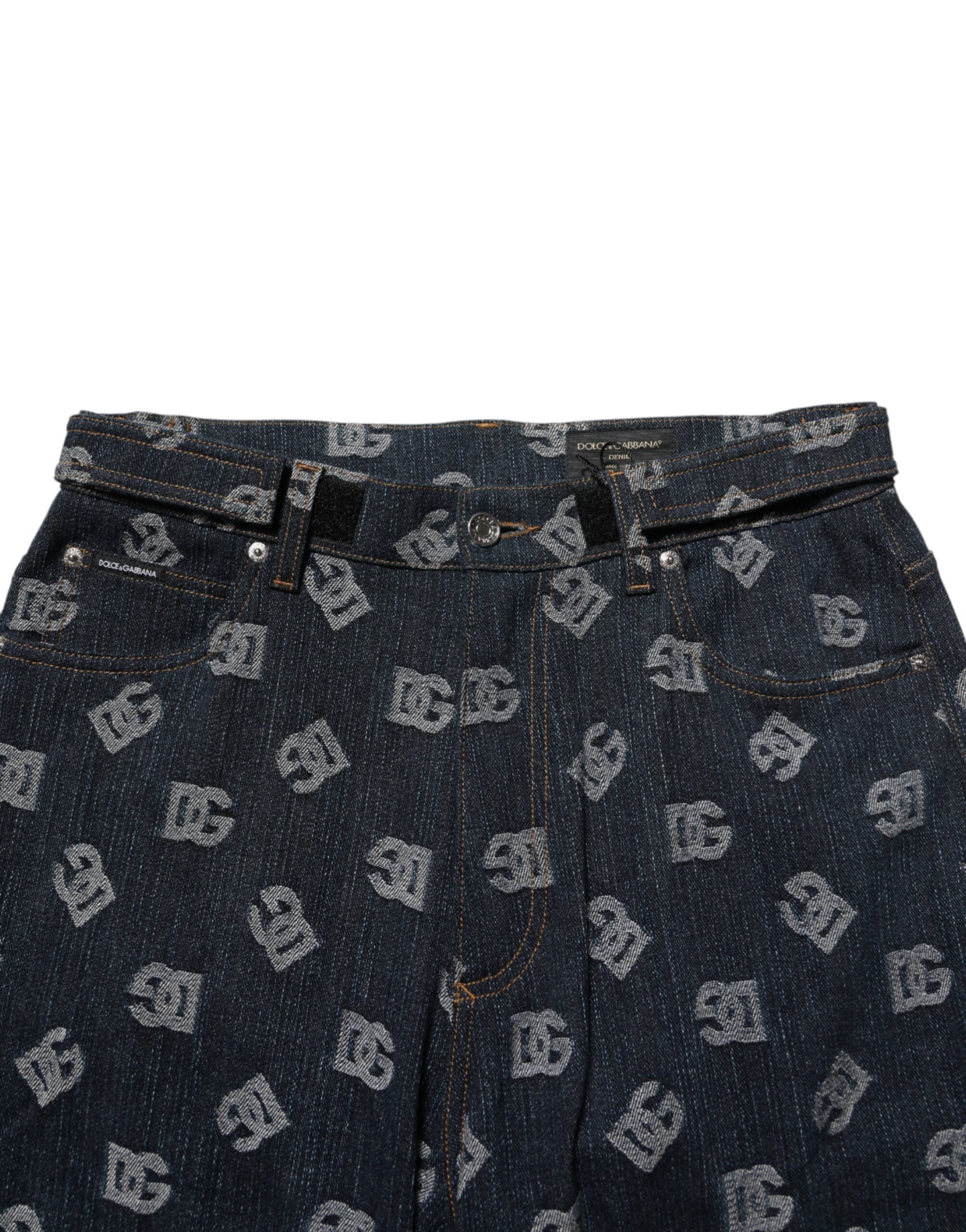 Dolce & Gabbana straight jeans with blue logo print for men-5