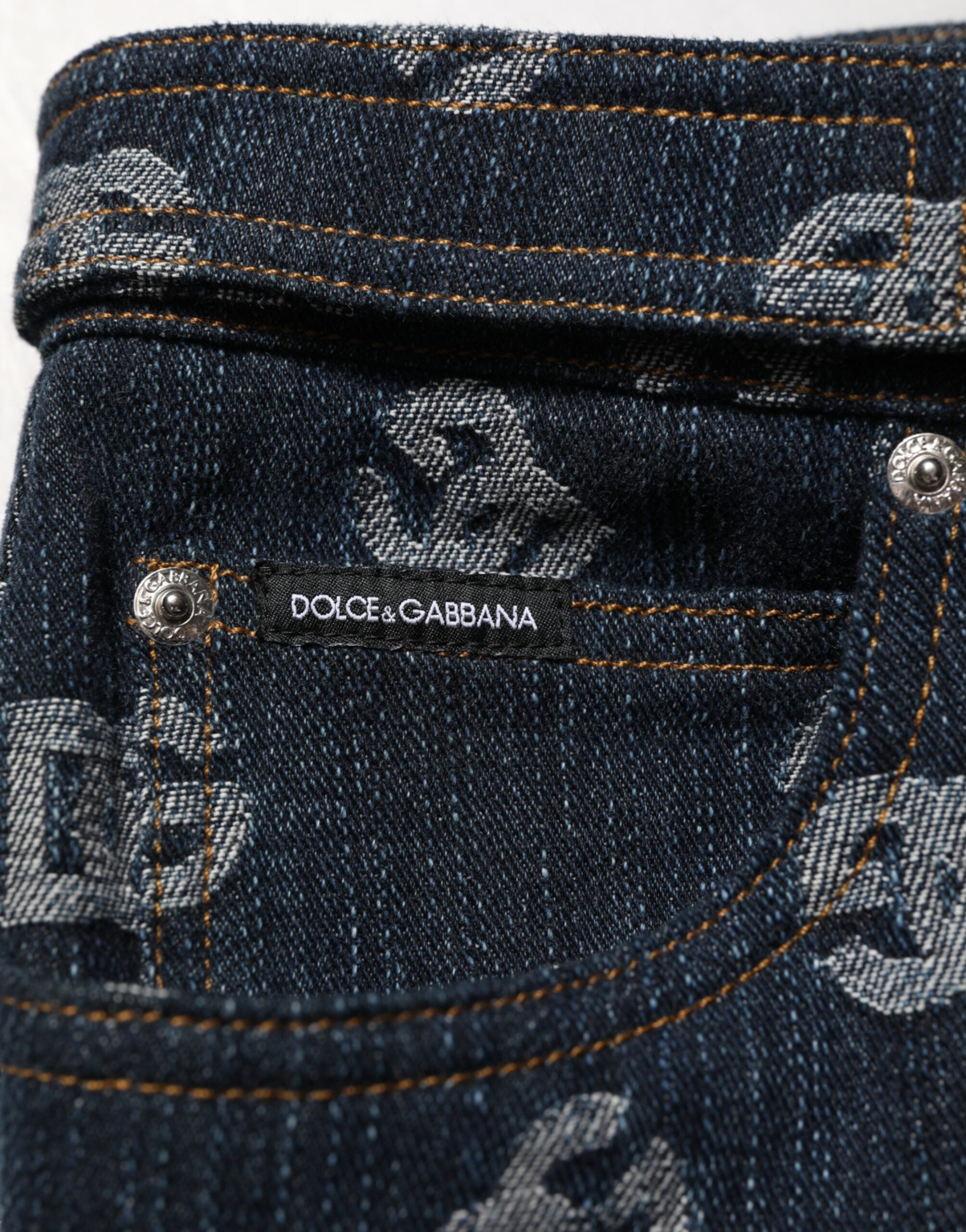 Dolce & Gabbana straight jeans with blue logo print for men-6