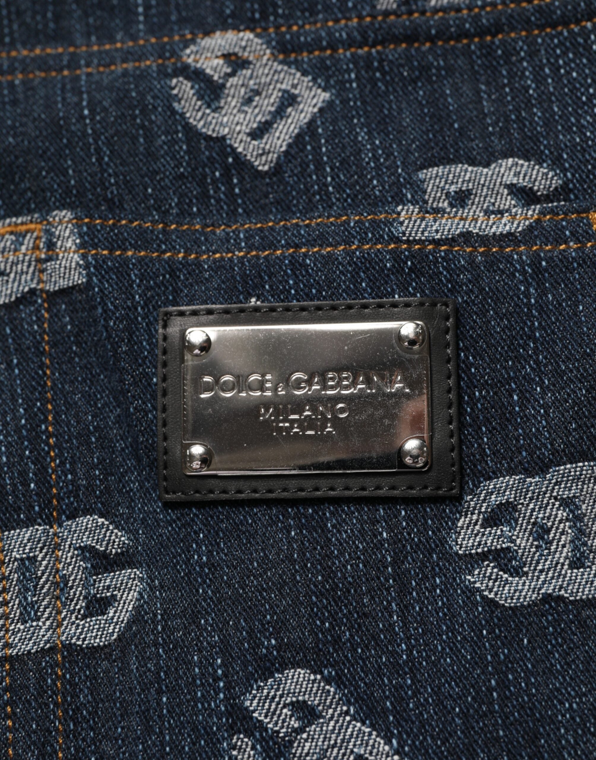 Dolce & Gabbana straight jeans with blue logo print for men-7