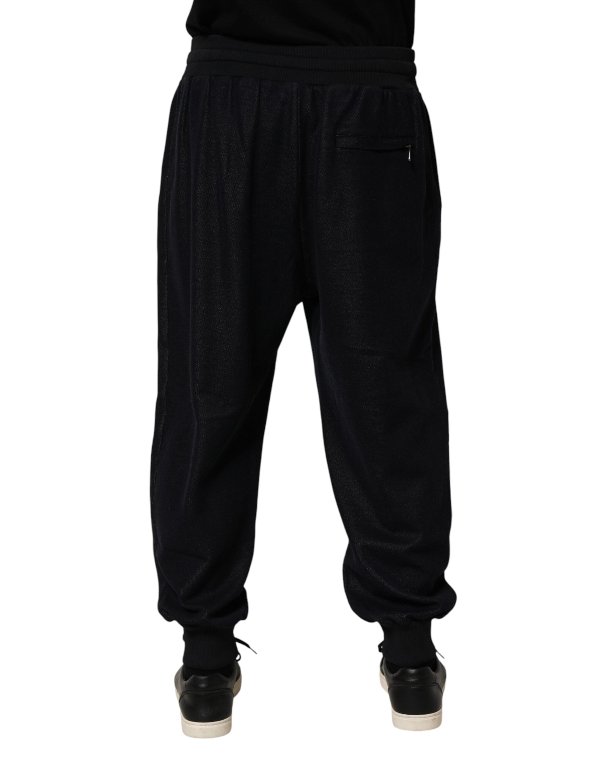 Dolce & Gabbana Black Cotton Blend Jogging Pants with Drawstring-4