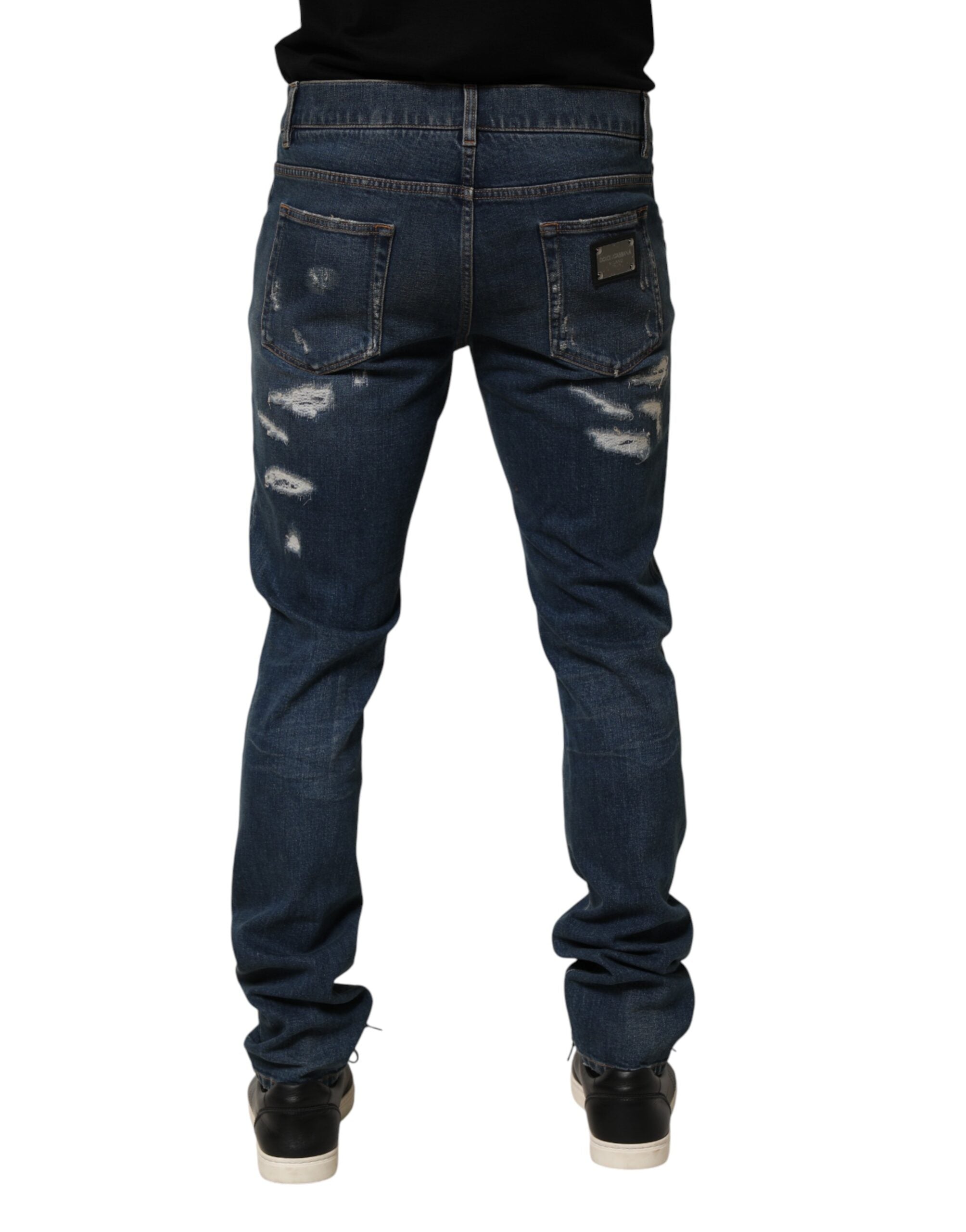 Dolce & Gabbana Blue Distressed Cotton Jeans for Men-4
