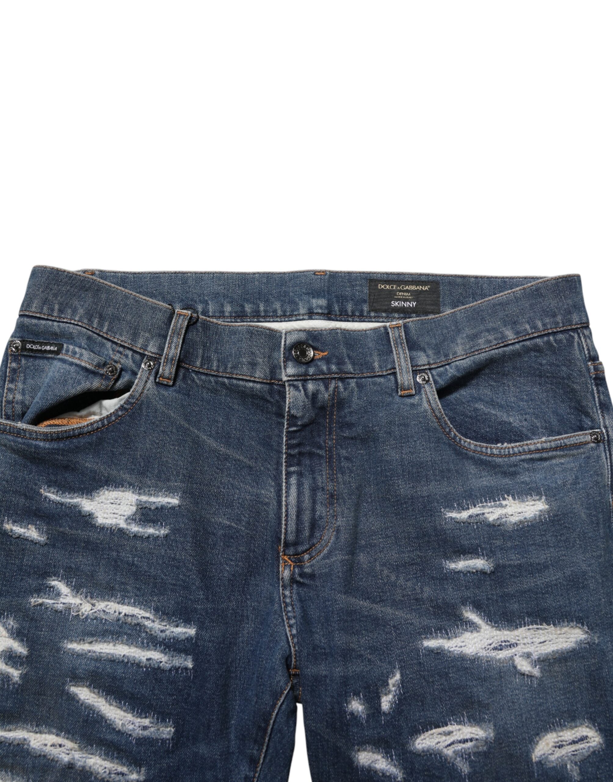 Dolce & Gabbana Blue Distressed Cotton Jeans for Men-5