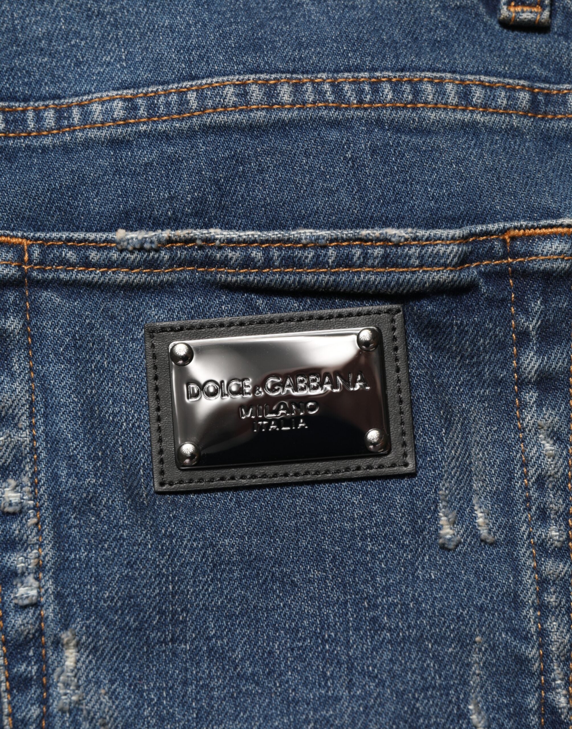 Dolce & Gabbana Blue Distressed Cotton Jeans for Men-7
