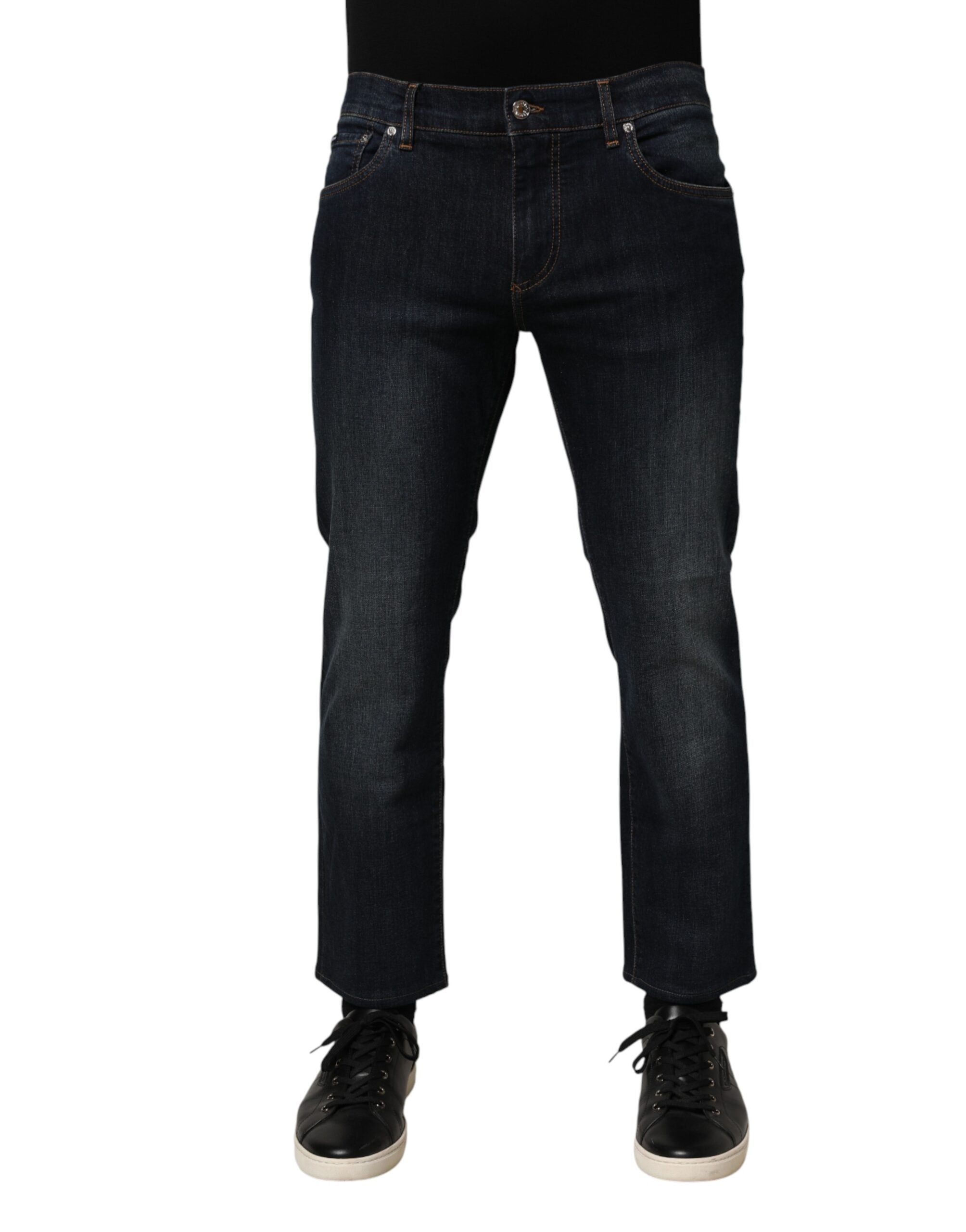 Dolce & Gabbana dark blue men's skinny jeans in cotton