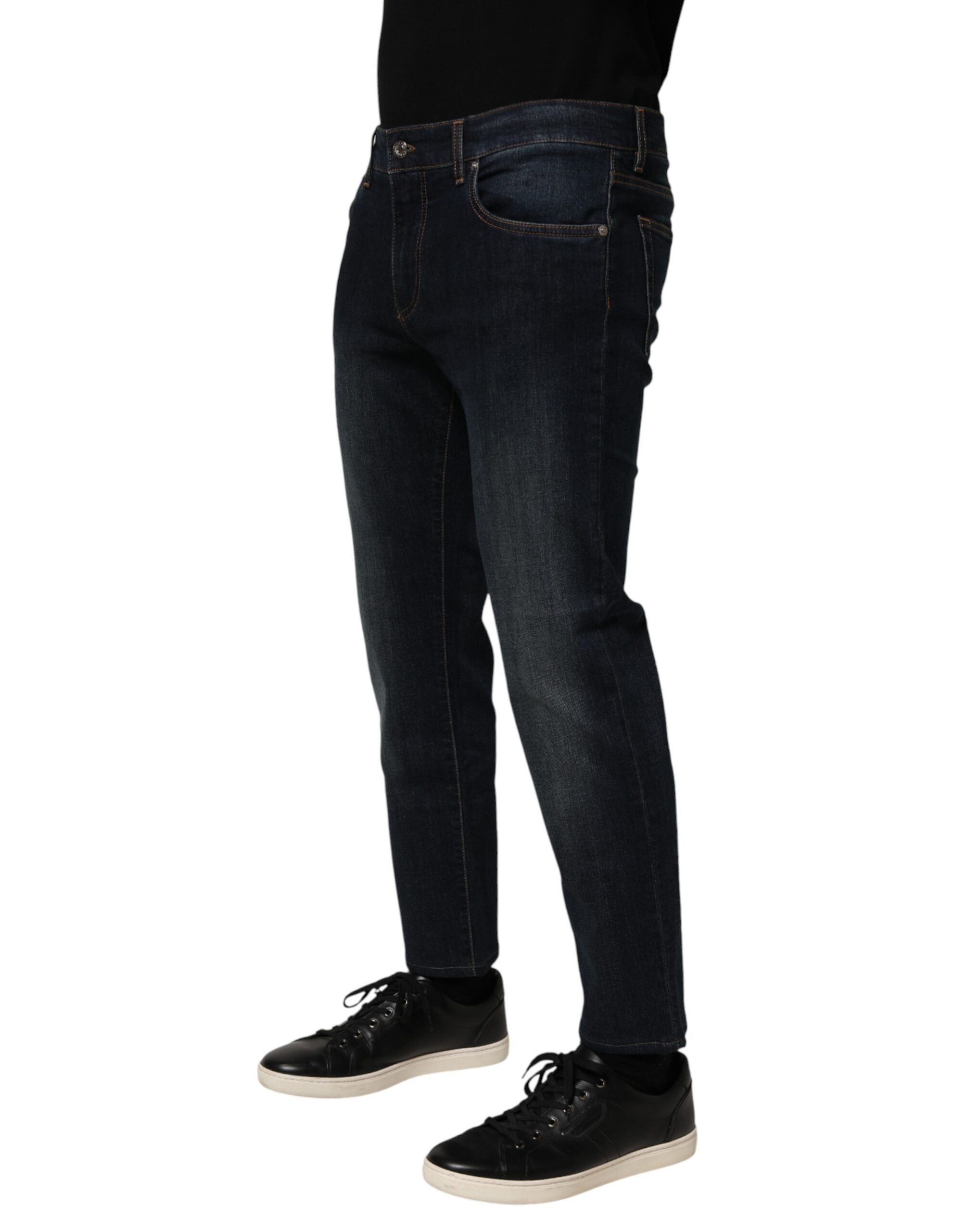 Dolce & Gabbana dark blue men's skinny jeans in cotton-3
