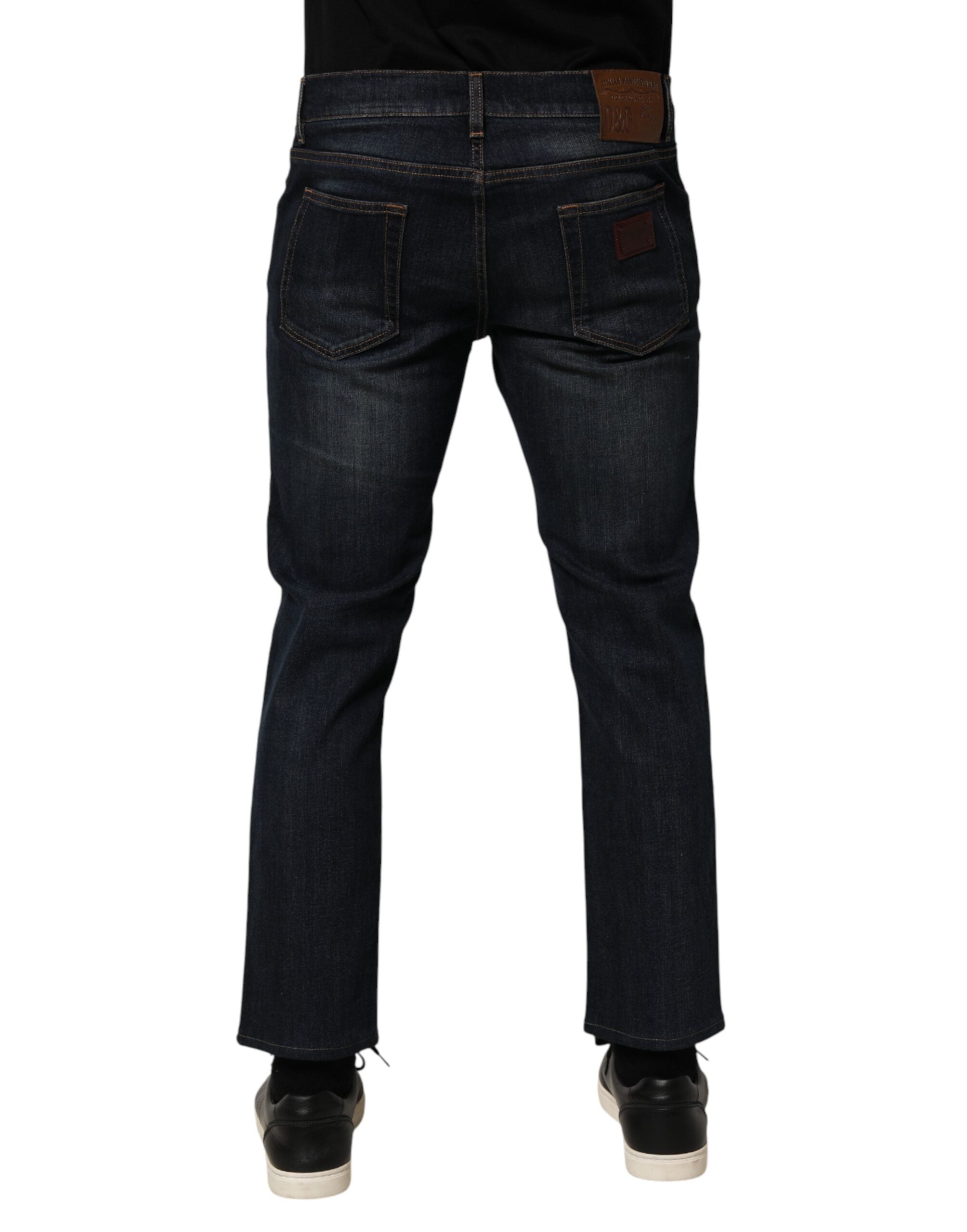 Dolce & Gabbana dark blue men's skinny jeans in cotton-4