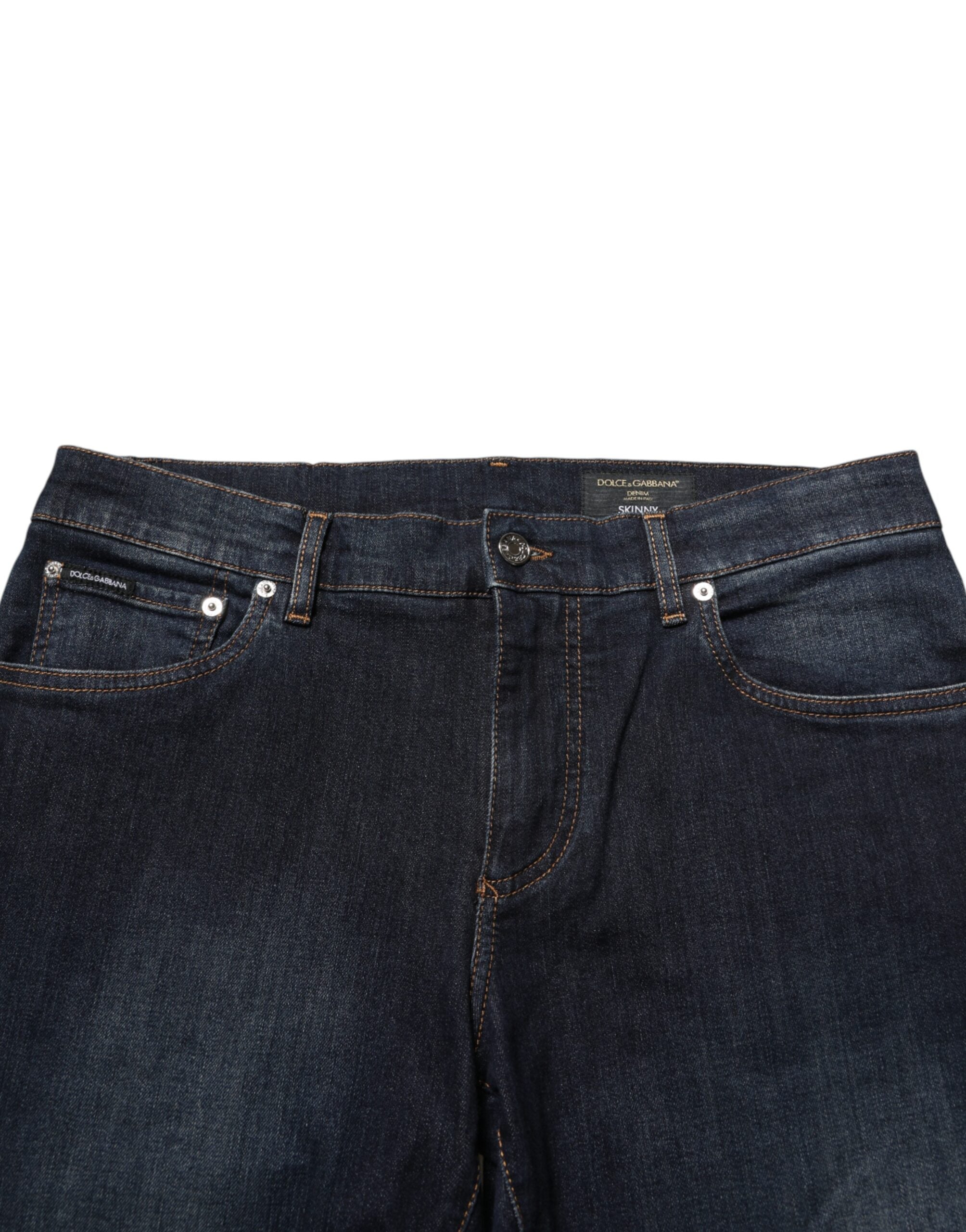 Dolce & Gabbana dark blue men's skinny jeans in cotton-5