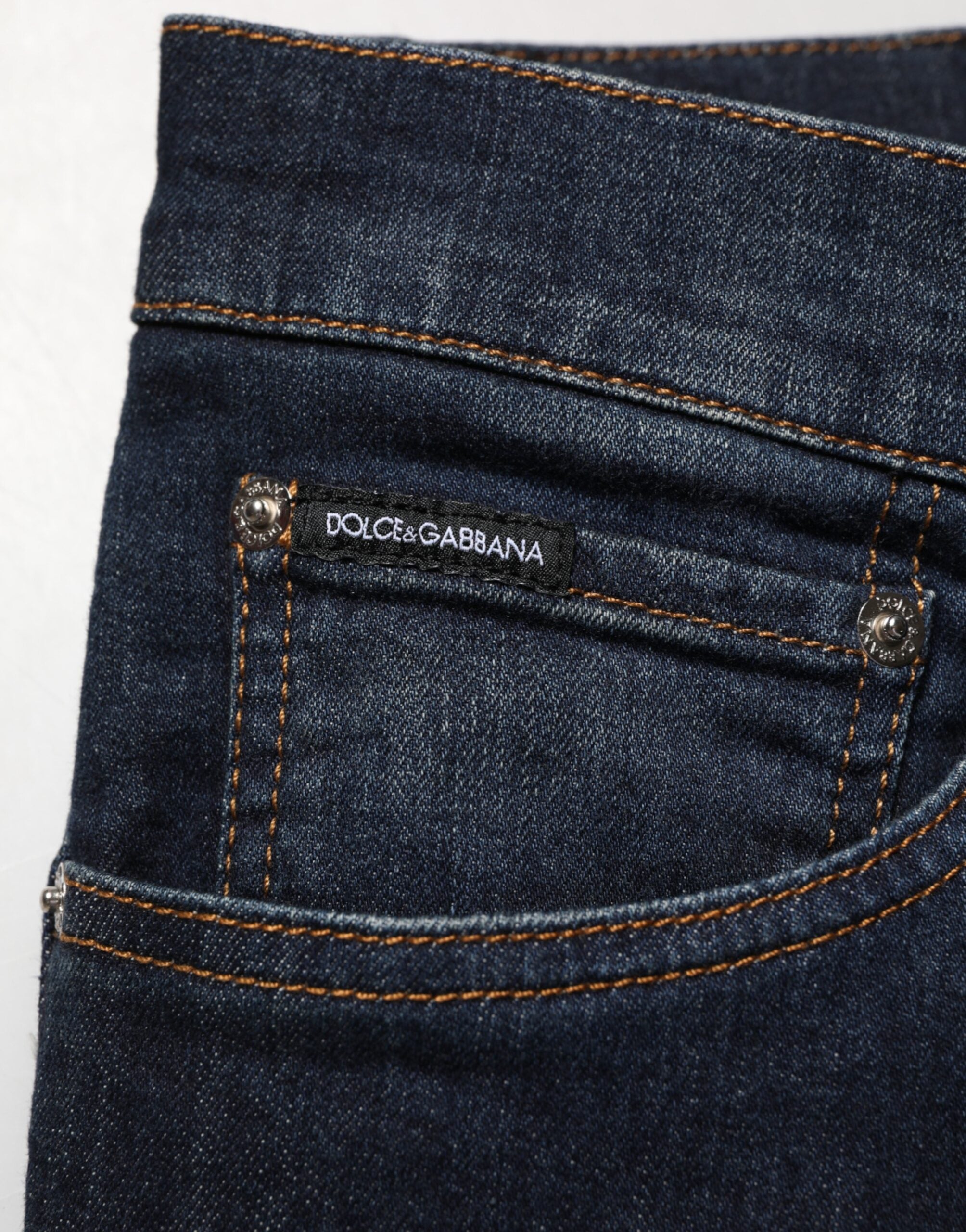 Dolce & Gabbana dark blue men's skinny jeans in cotton-6
