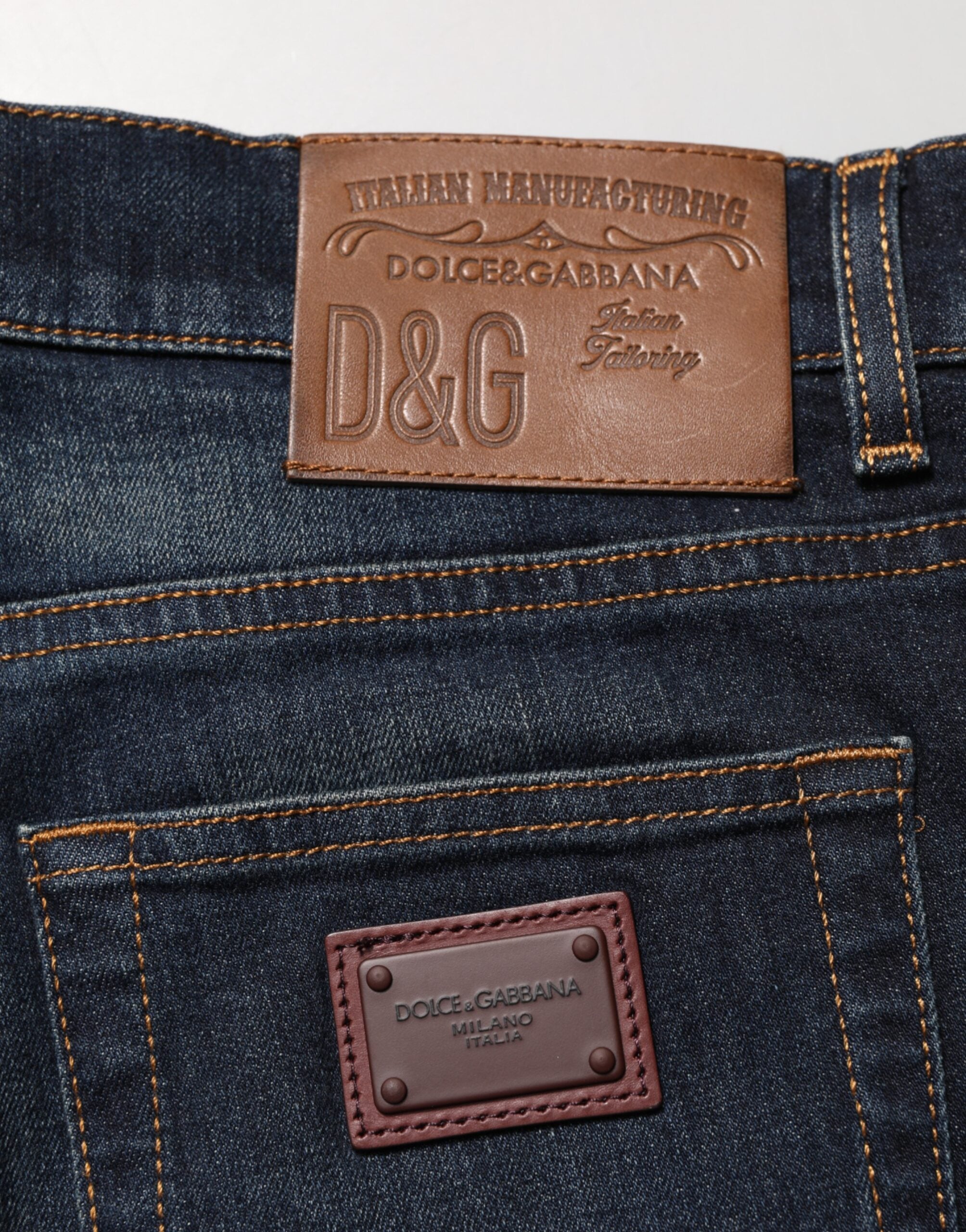 Dolce & Gabbana dark blue men's skinny jeans in cotton-7