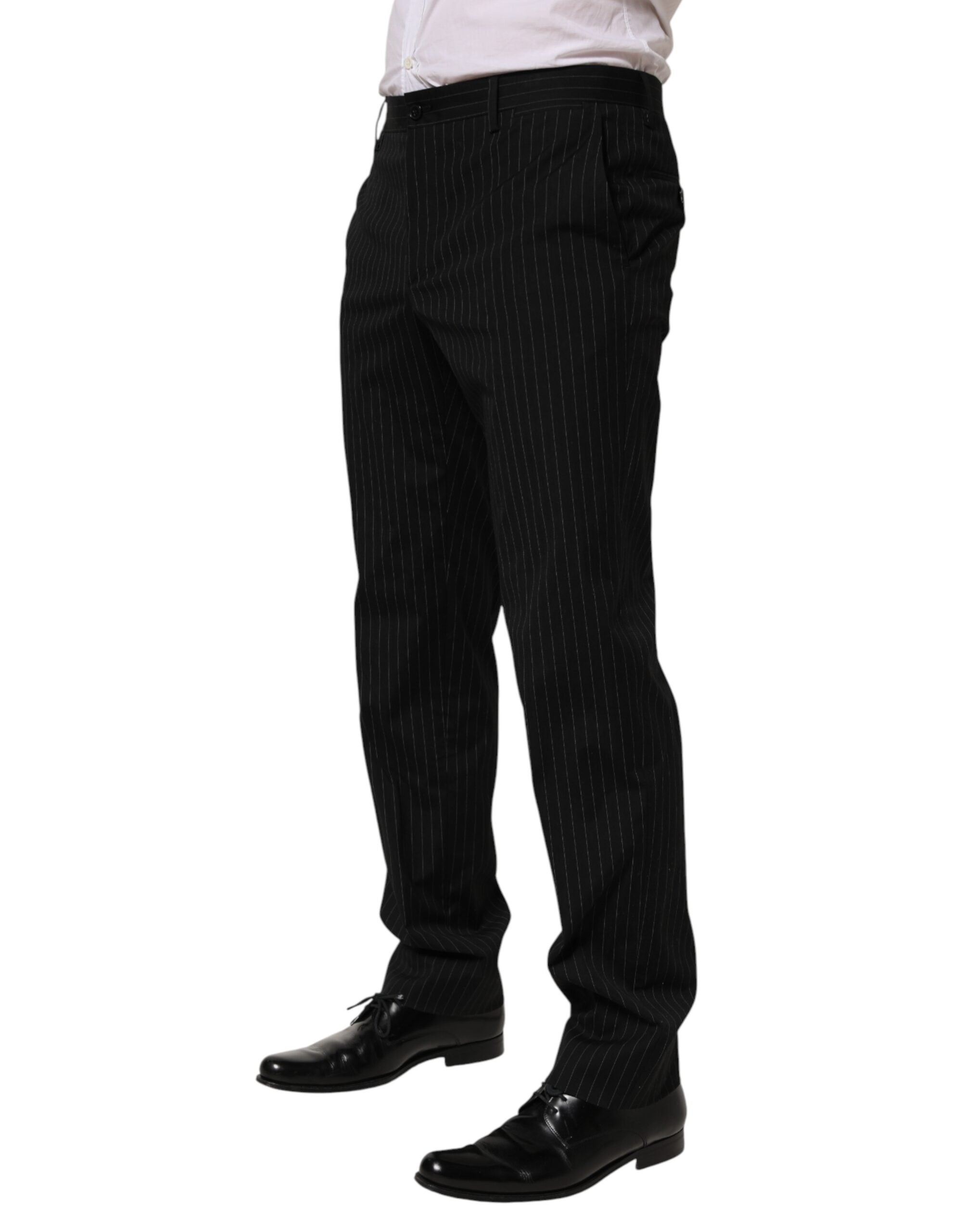 Dolce & Gabbana black striped trousers, formal for men-3