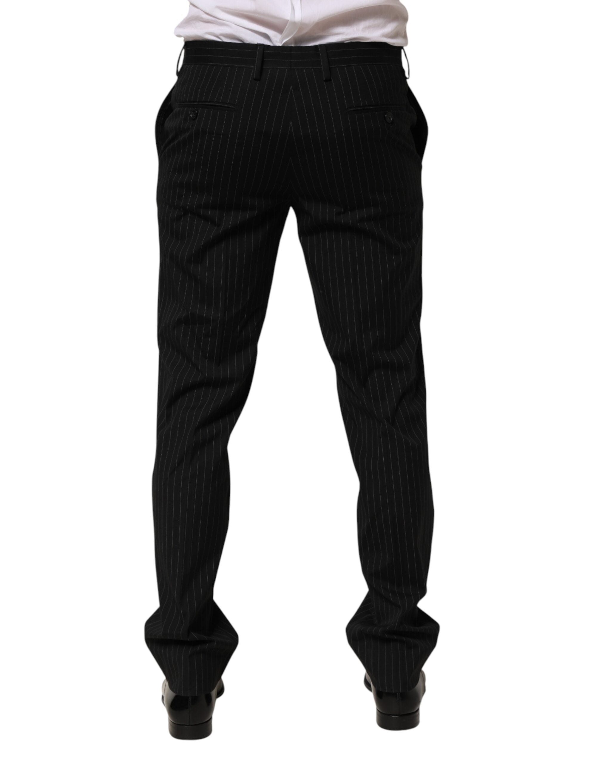 Dolce & Gabbana black striped trousers, formal for men-4