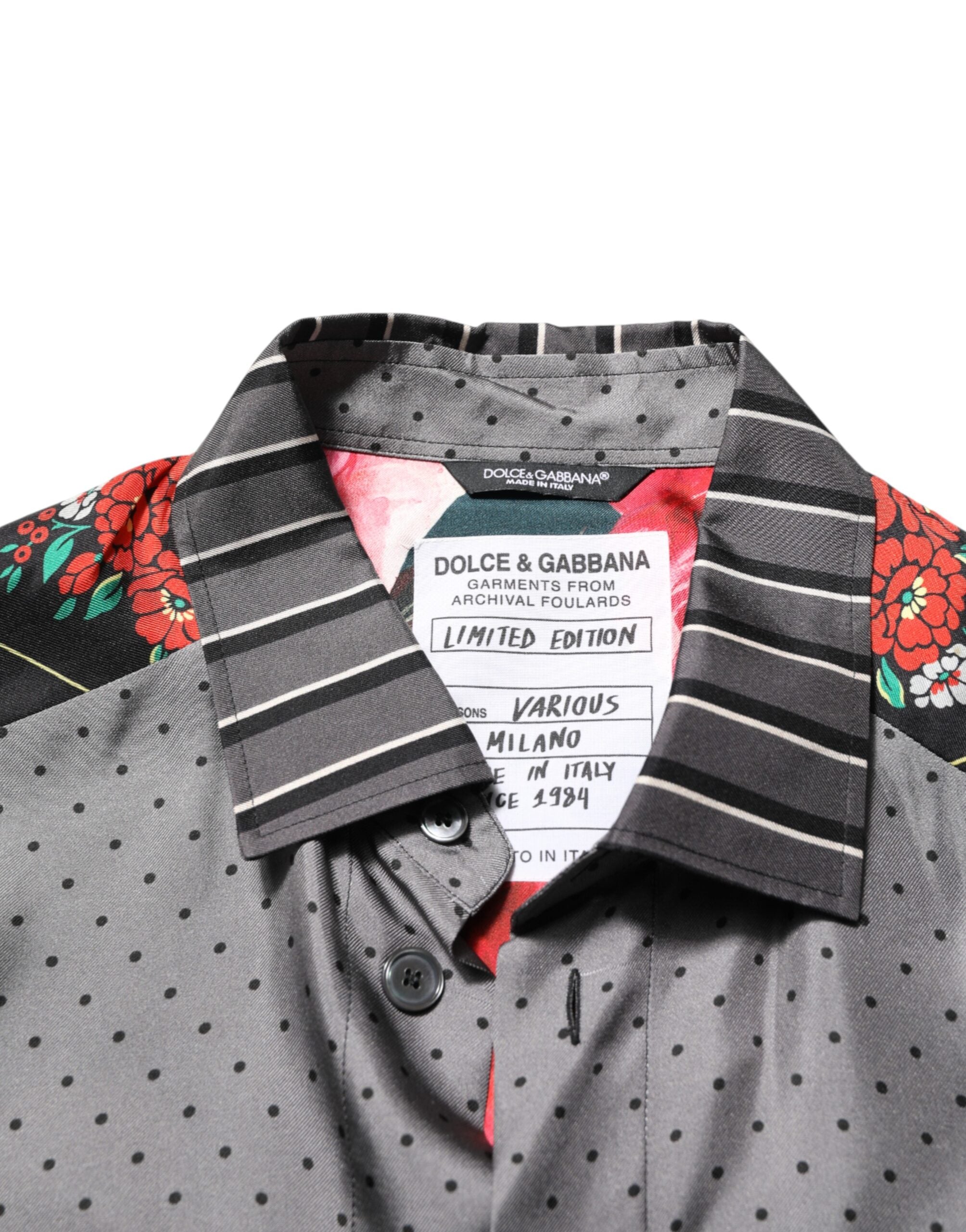 Dolce & Gabbana long-sleeved silk shirt in a multicolor patchwork design-7