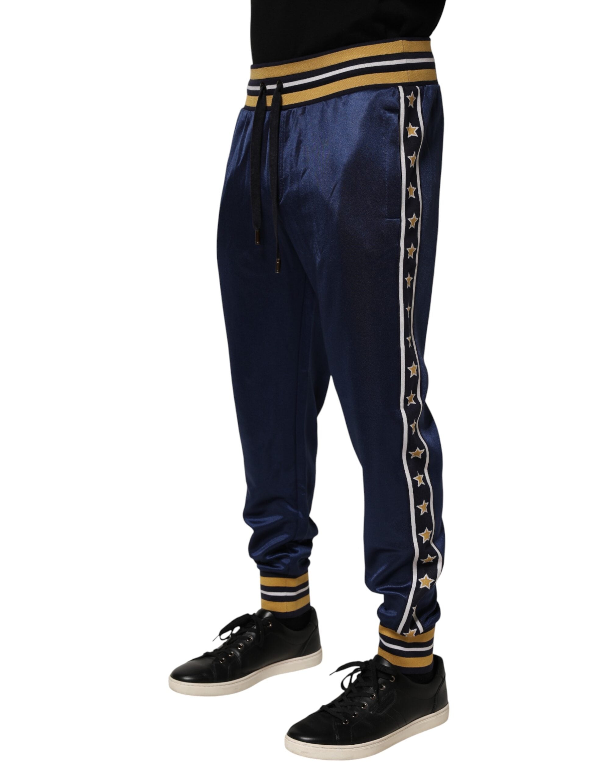 Dolce & Gabbana Blue Nylon Jogging Pants with Mid-Waist Cut-3