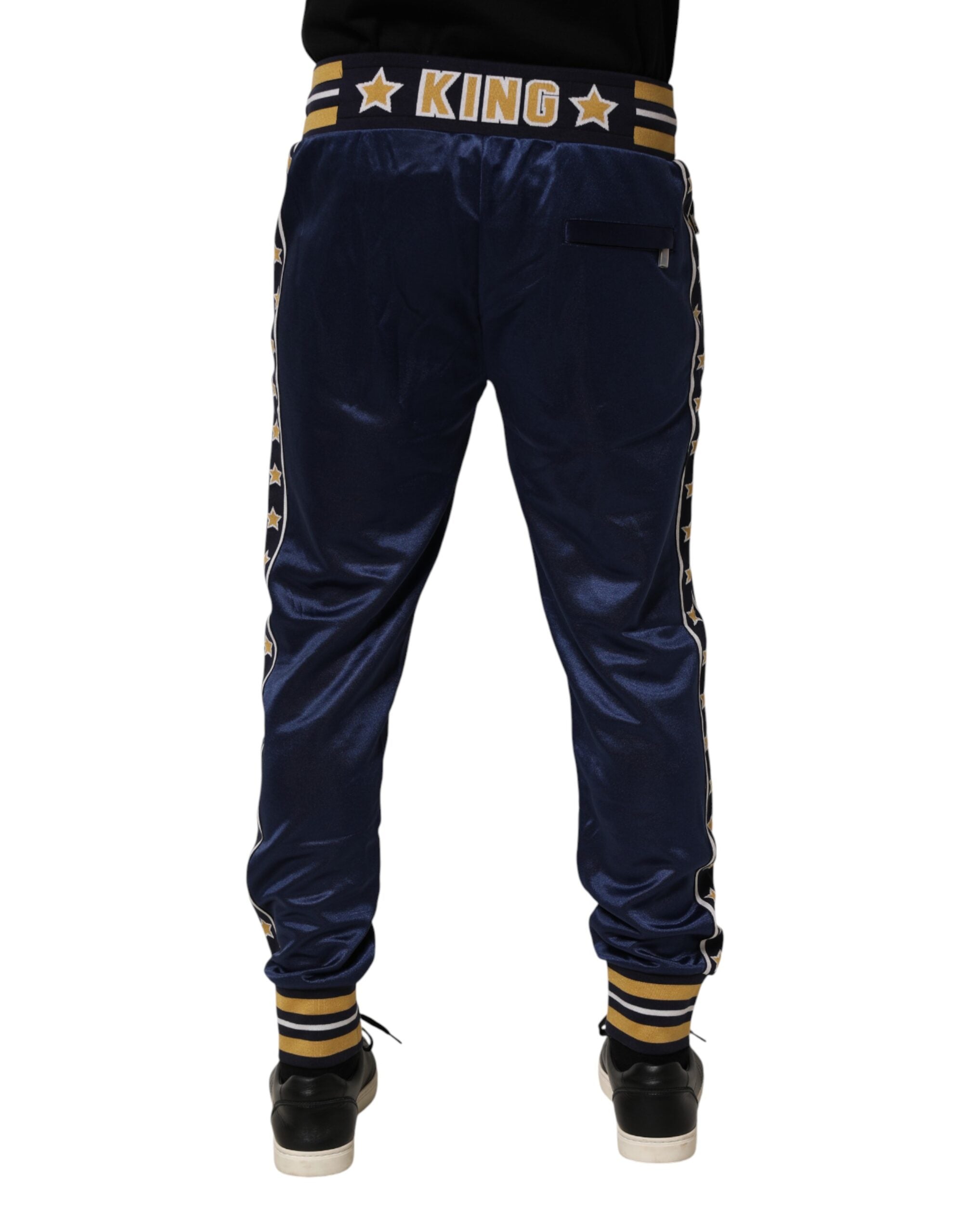 Dolce & Gabbana Blue Nylon Jogging Pants with Mid-Waist Cut-4