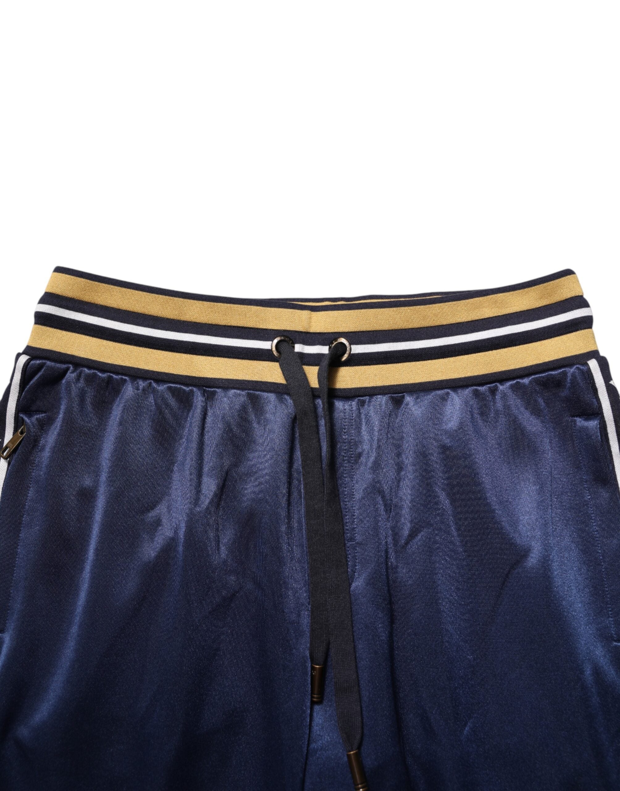 Dolce & Gabbana Blue Nylon Jogging Pants with Mid-Waist Cut-5