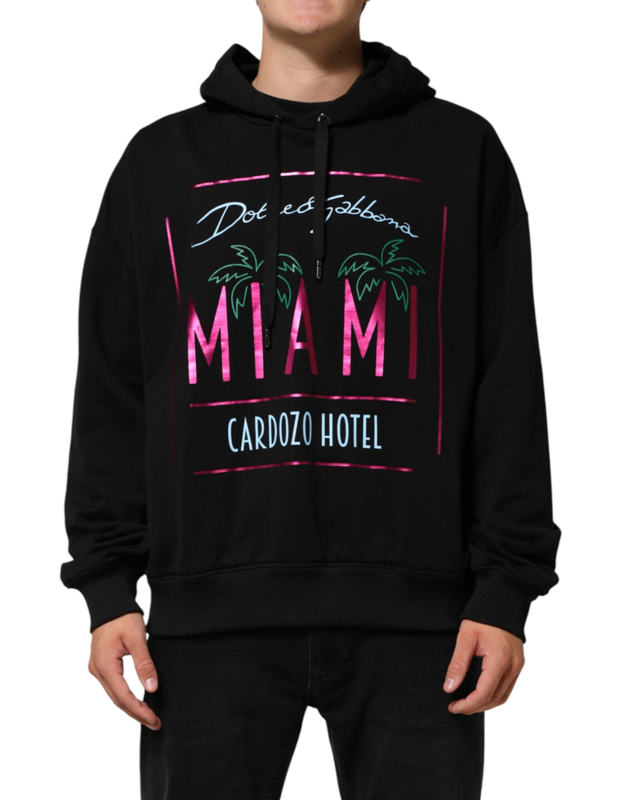Dolce & Gabbana Black Printed Hoodie for Men-1