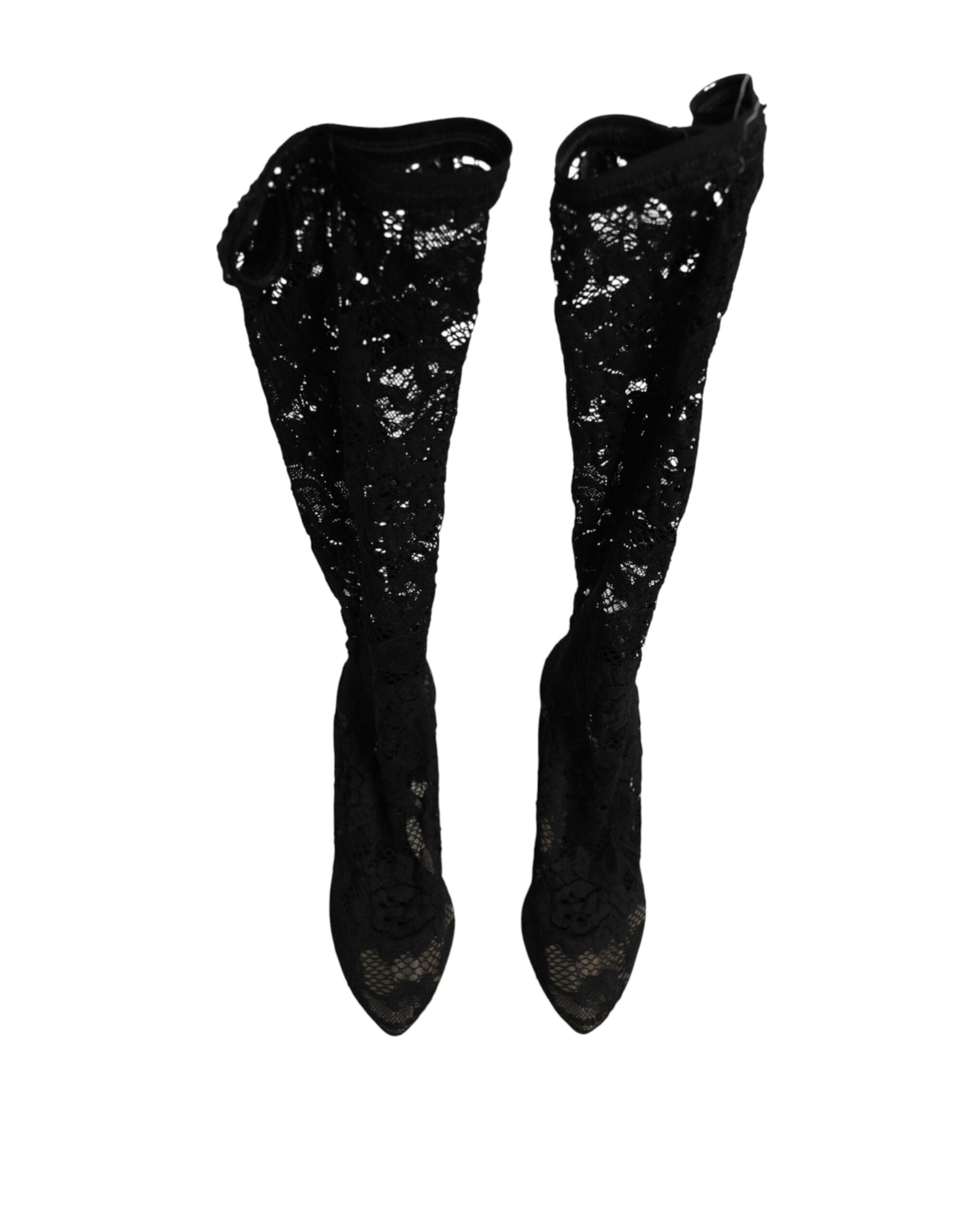 Dolce & Gabbana Black Taormina lace-up boots with sock-like texture-3